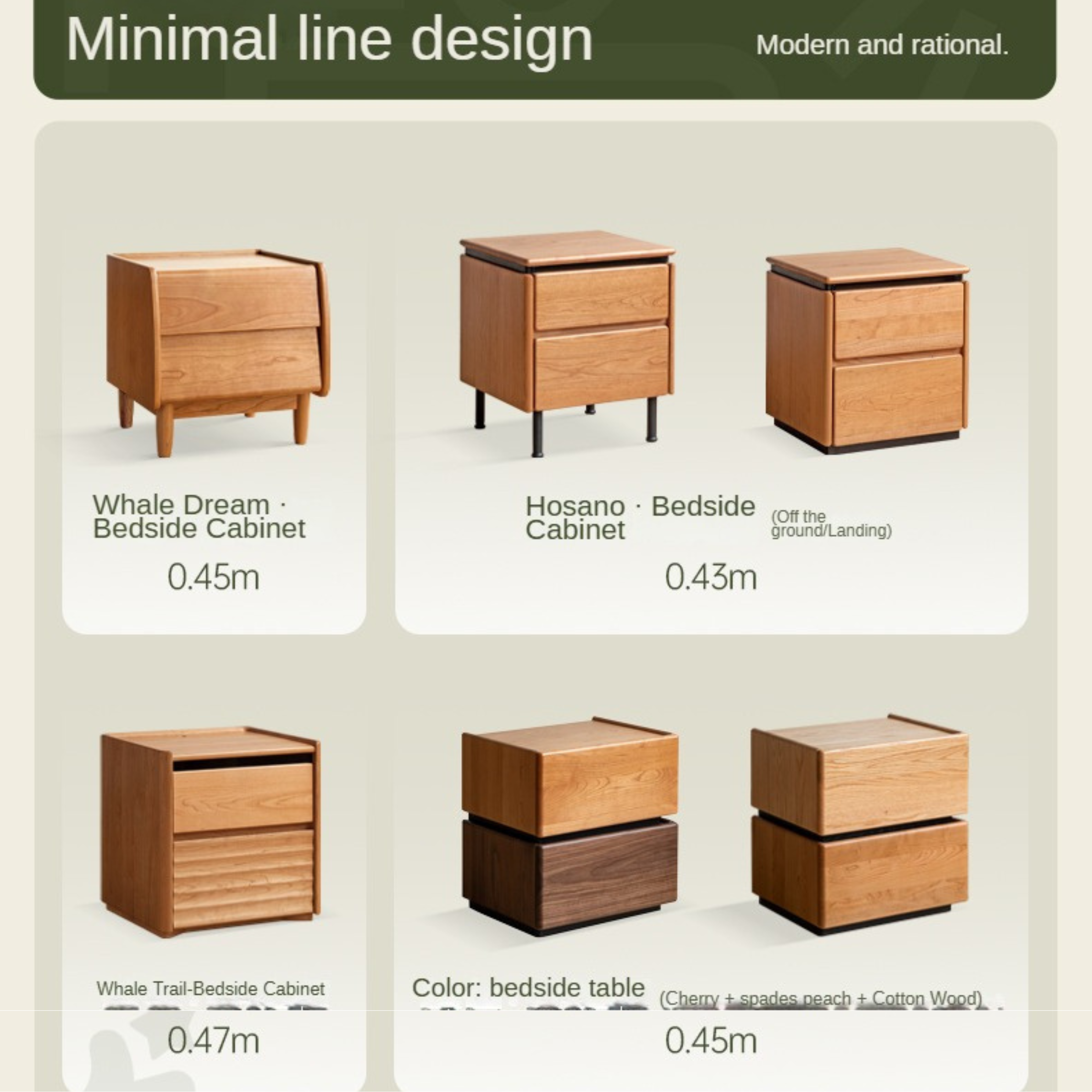 Cherry Solid Wood Nightstands bedside tables