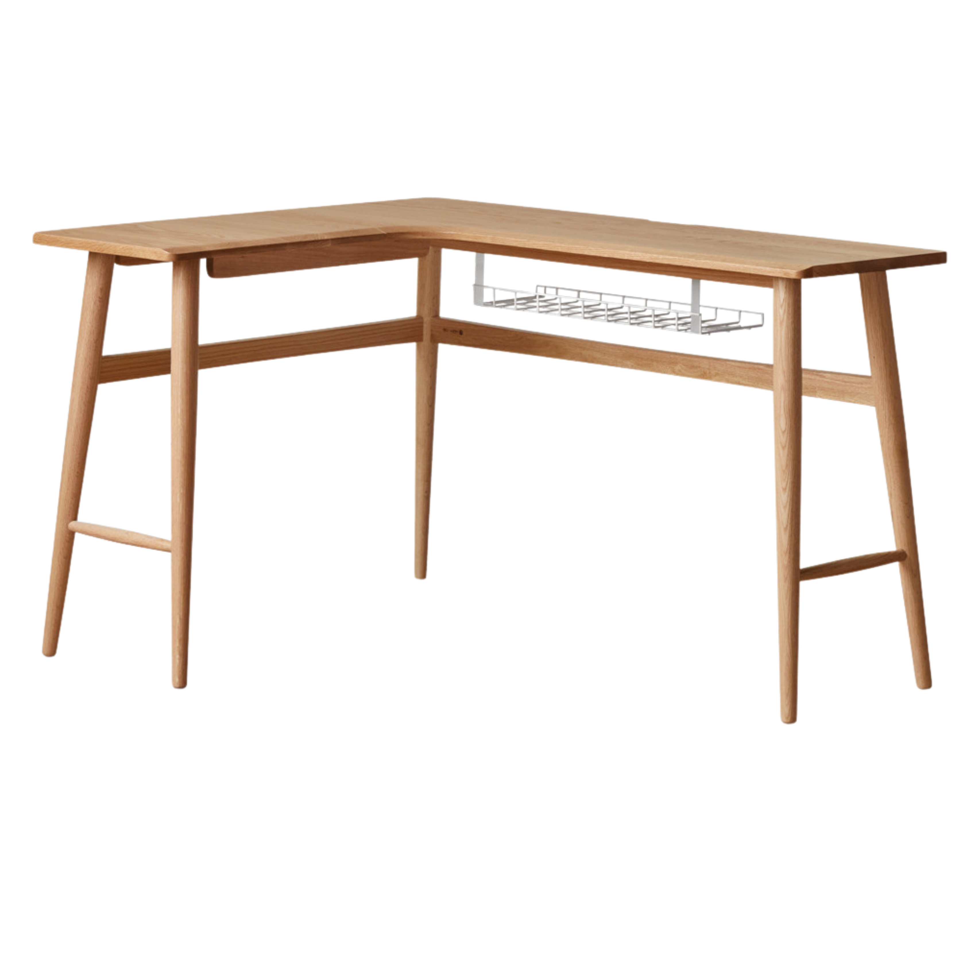 Oak, Rubberwood Solid Wood Corner Table Study Office Desk