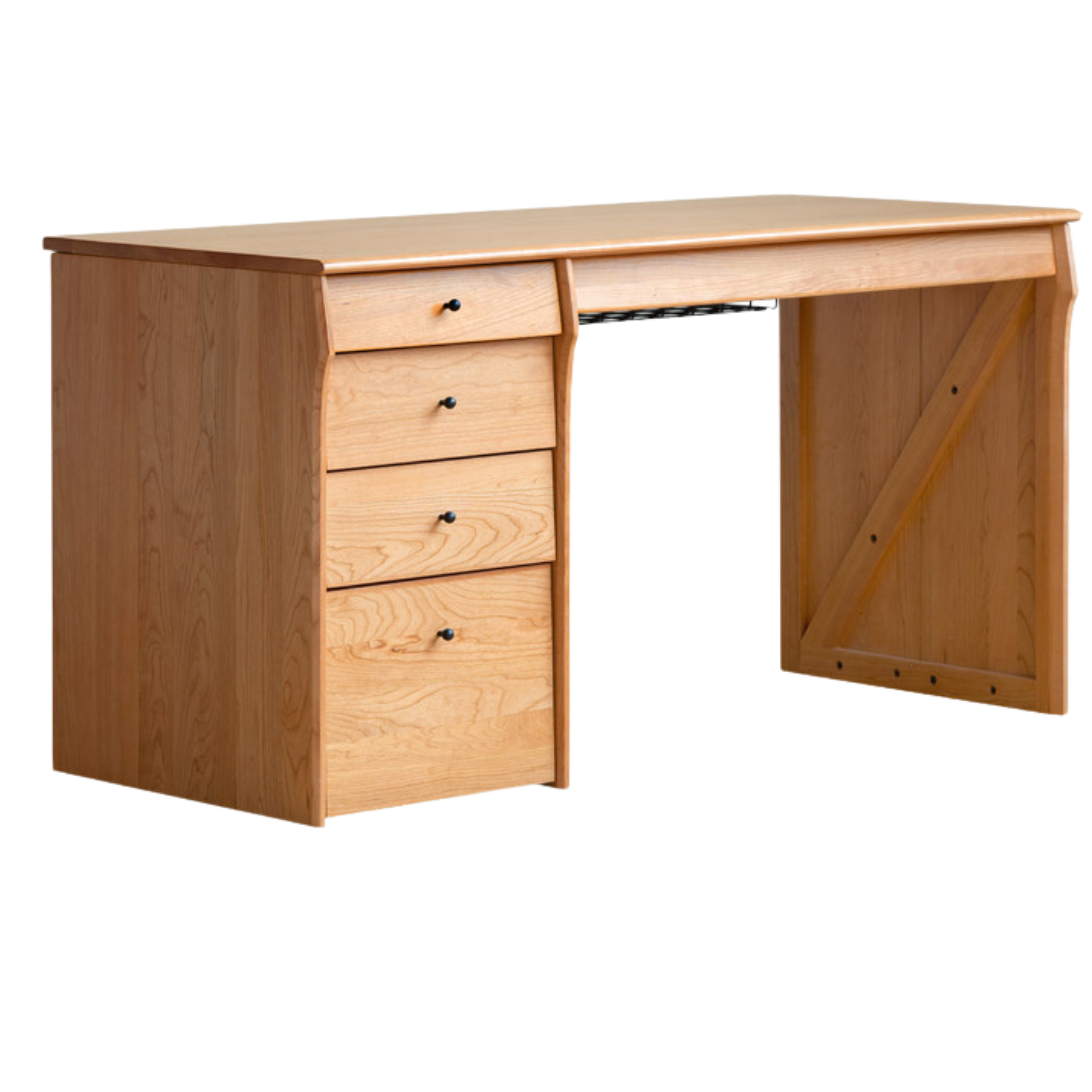 Cherry Wood Desk and Bookshelf Integrated Office Desk