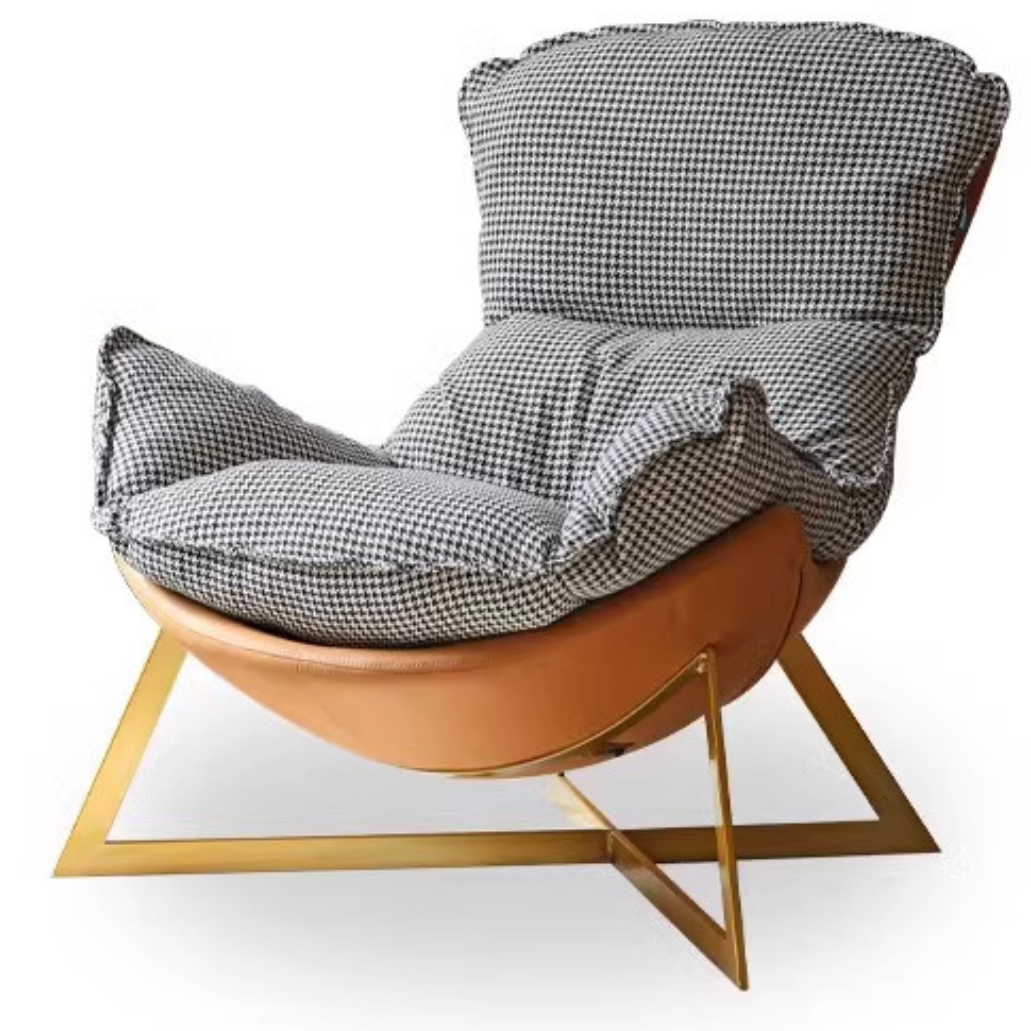 Leather Technology Cloth Lounge Eggshell Armchair