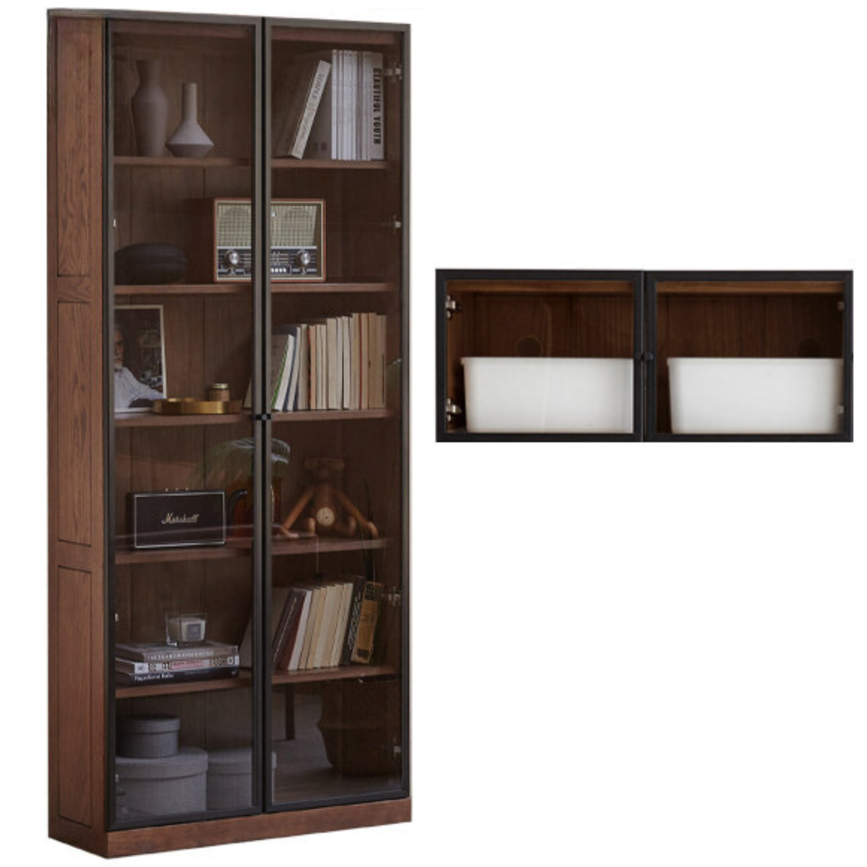 Oak, Solid Rubberwood Modern Bookcase Storage