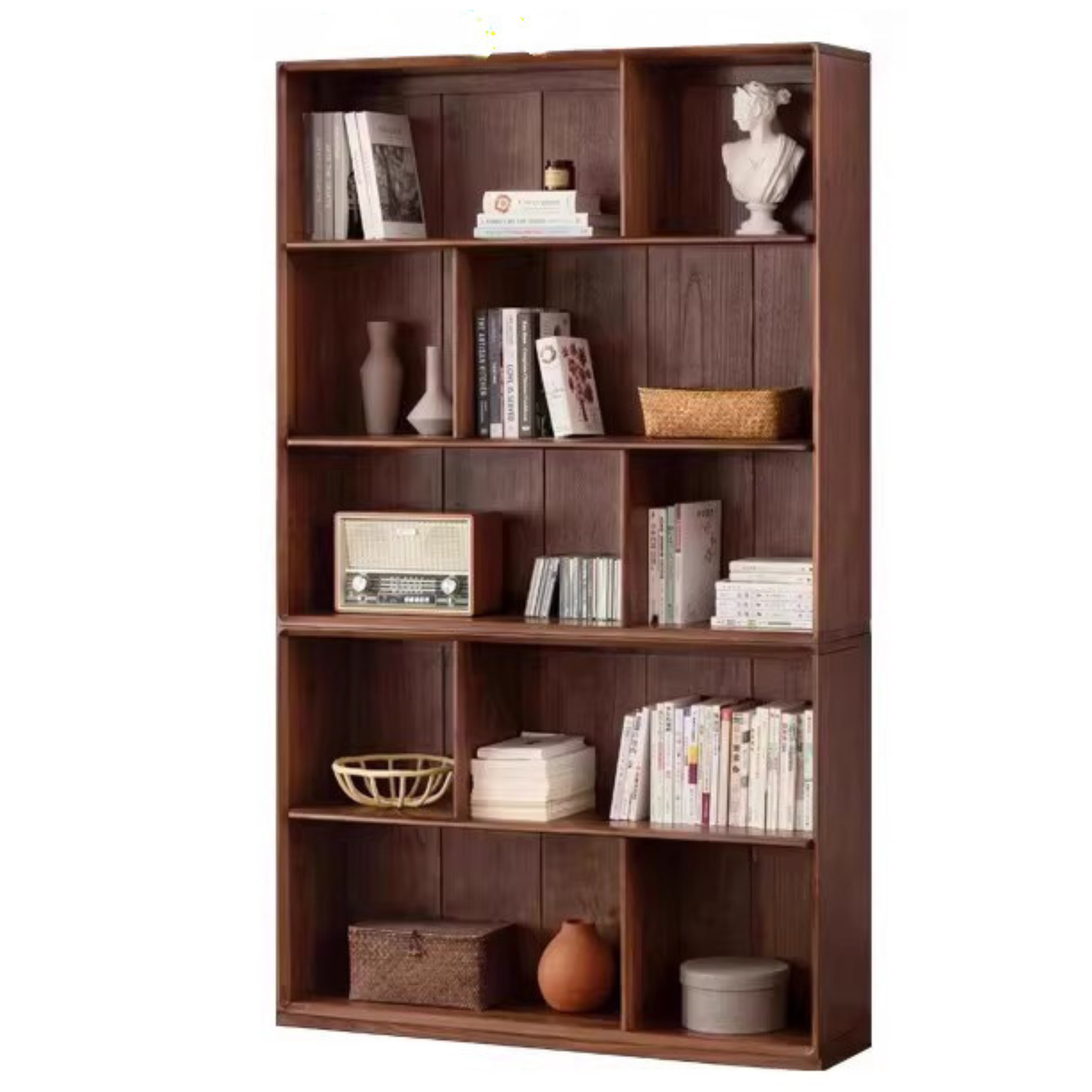 Black Walnut Solid Wood Floor-standing Low Bookcase Combination Bookshelf