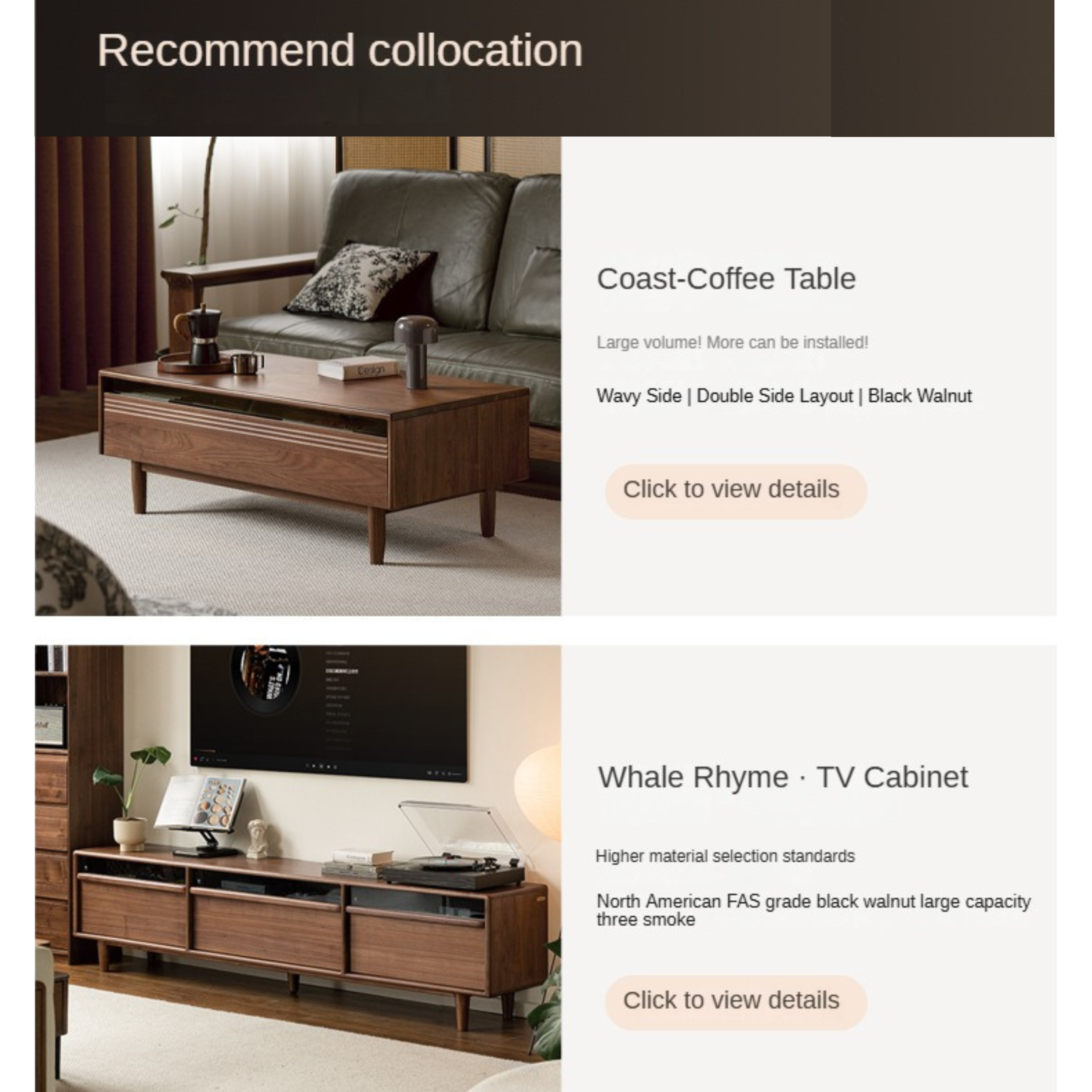 Black Walnut Solid Wood Leather, Fabric Sofa Modern