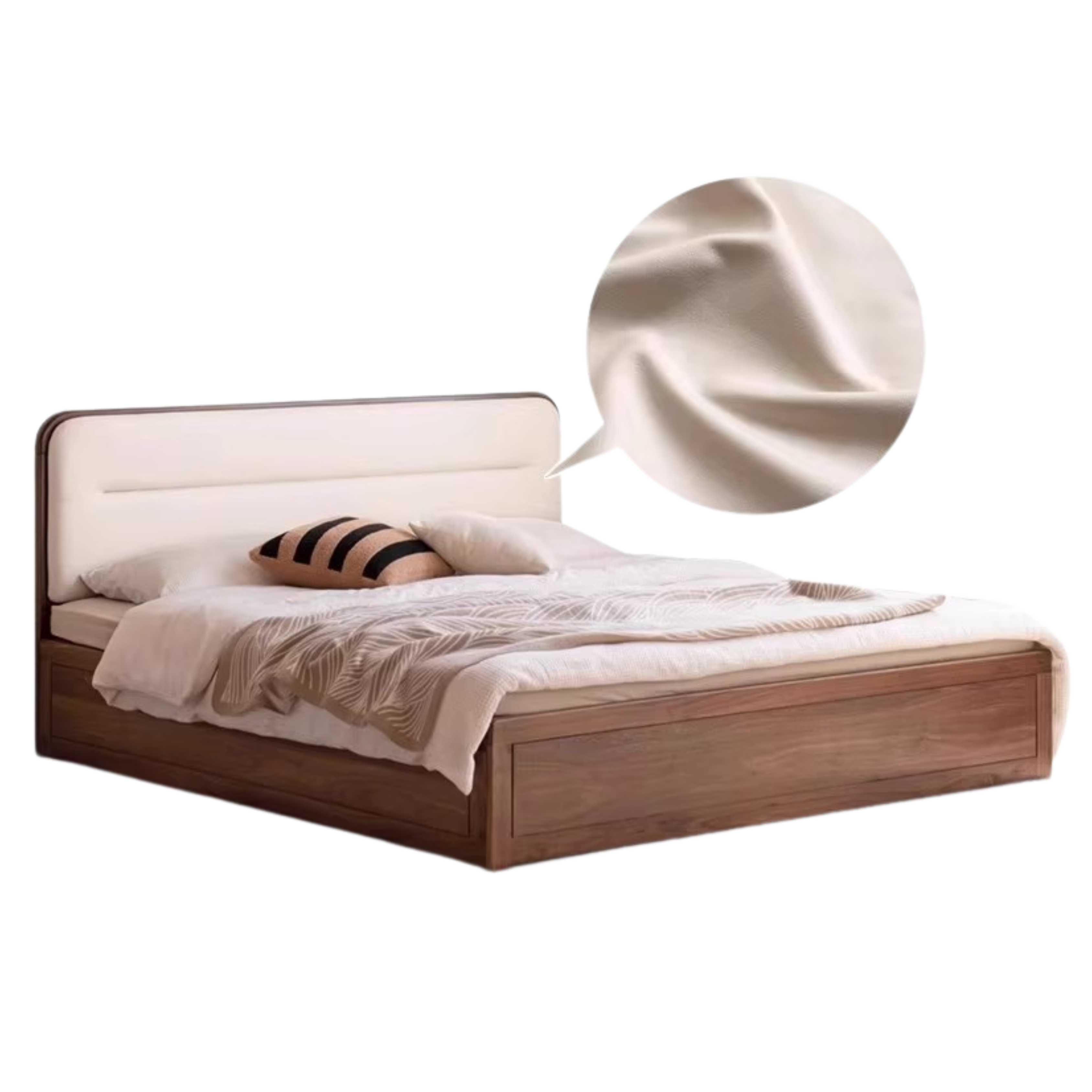 Black walnut solid wood storage box bed technology cloth soft back