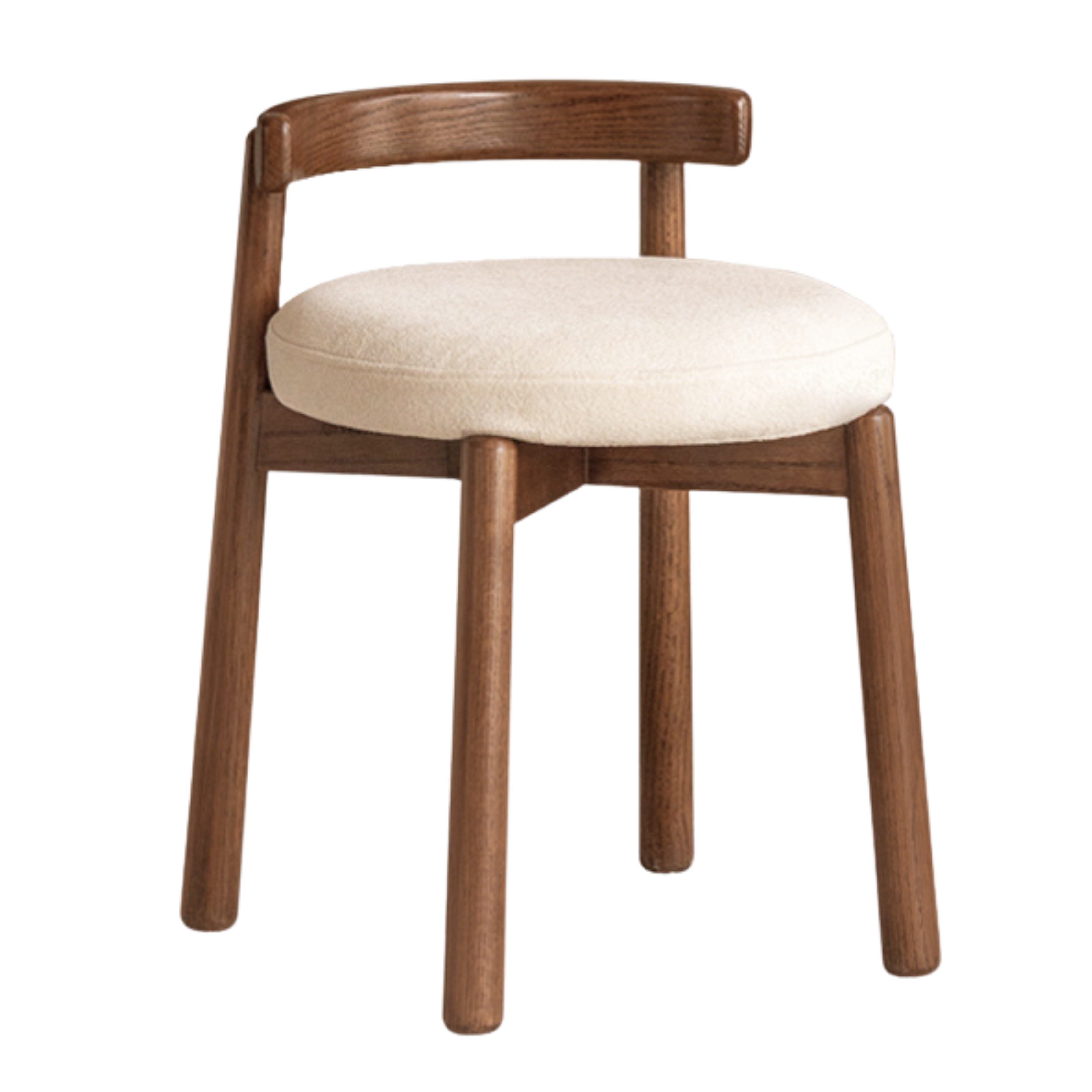 Oak, Solid Rubberwood, Black Walnut Solid Wood Rotating Modern Soft Makeup Stool.