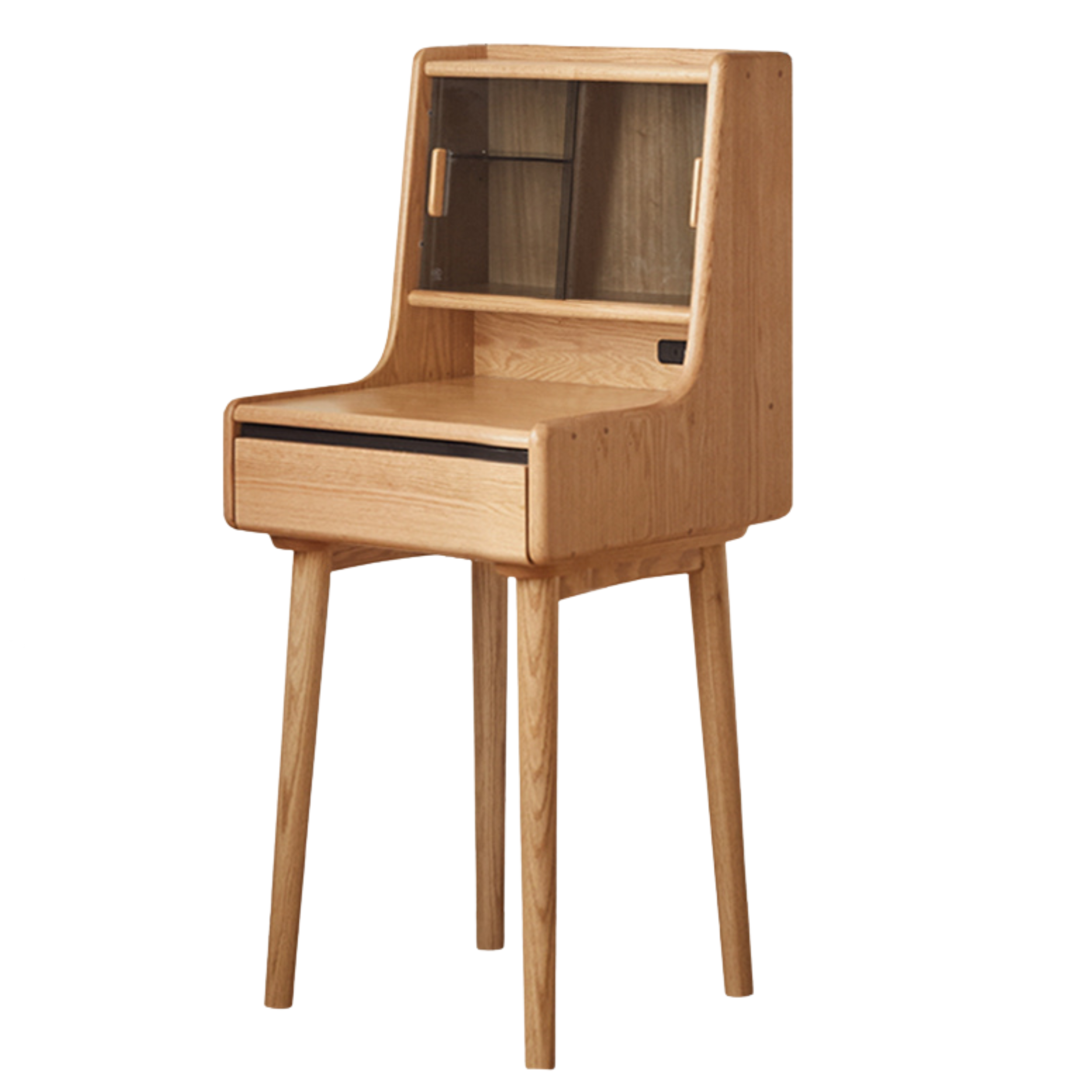 Oak, Ash Solid Wood Vanity Table Shelf Integrated.