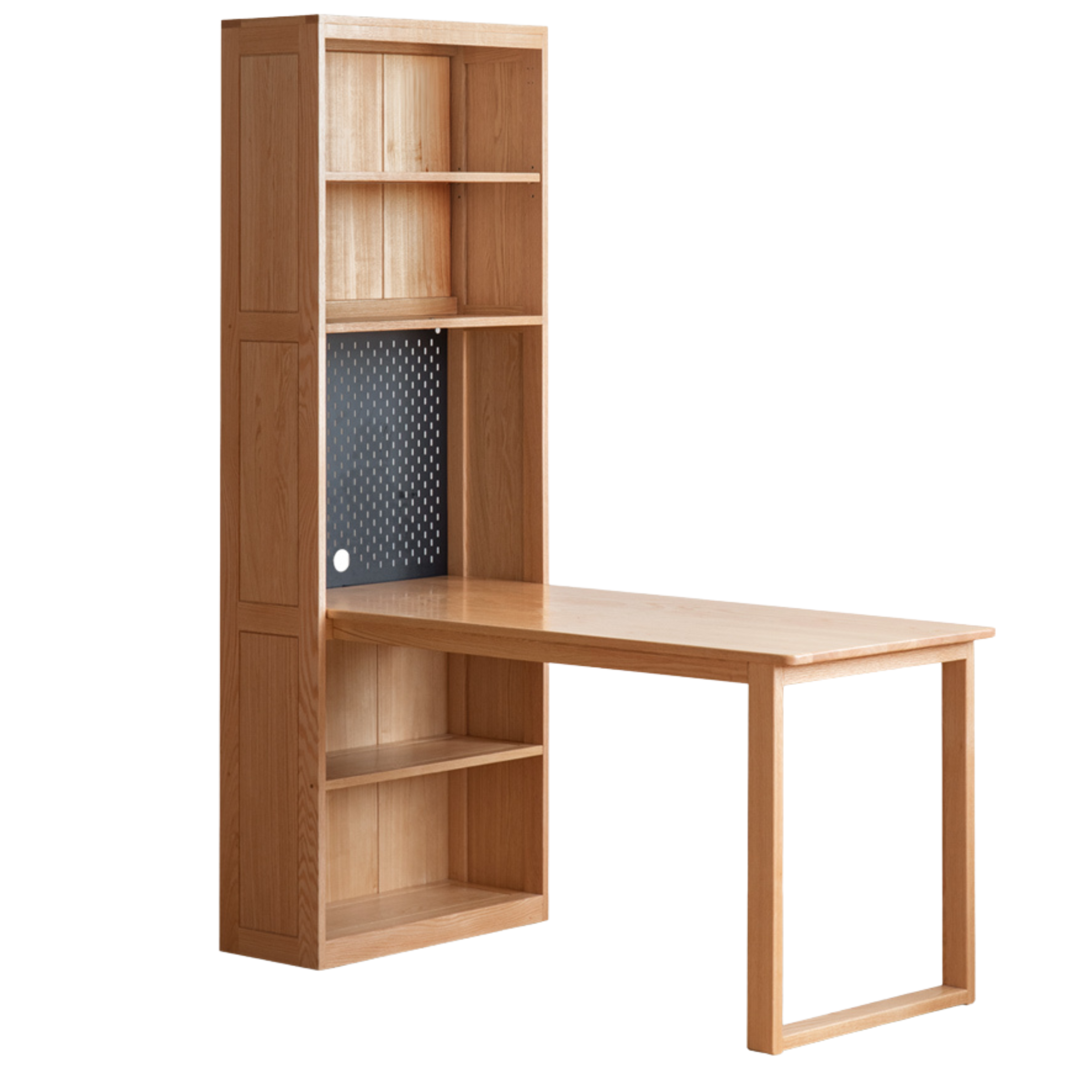 Oak Solid Wood Integrated Desk Cabinet