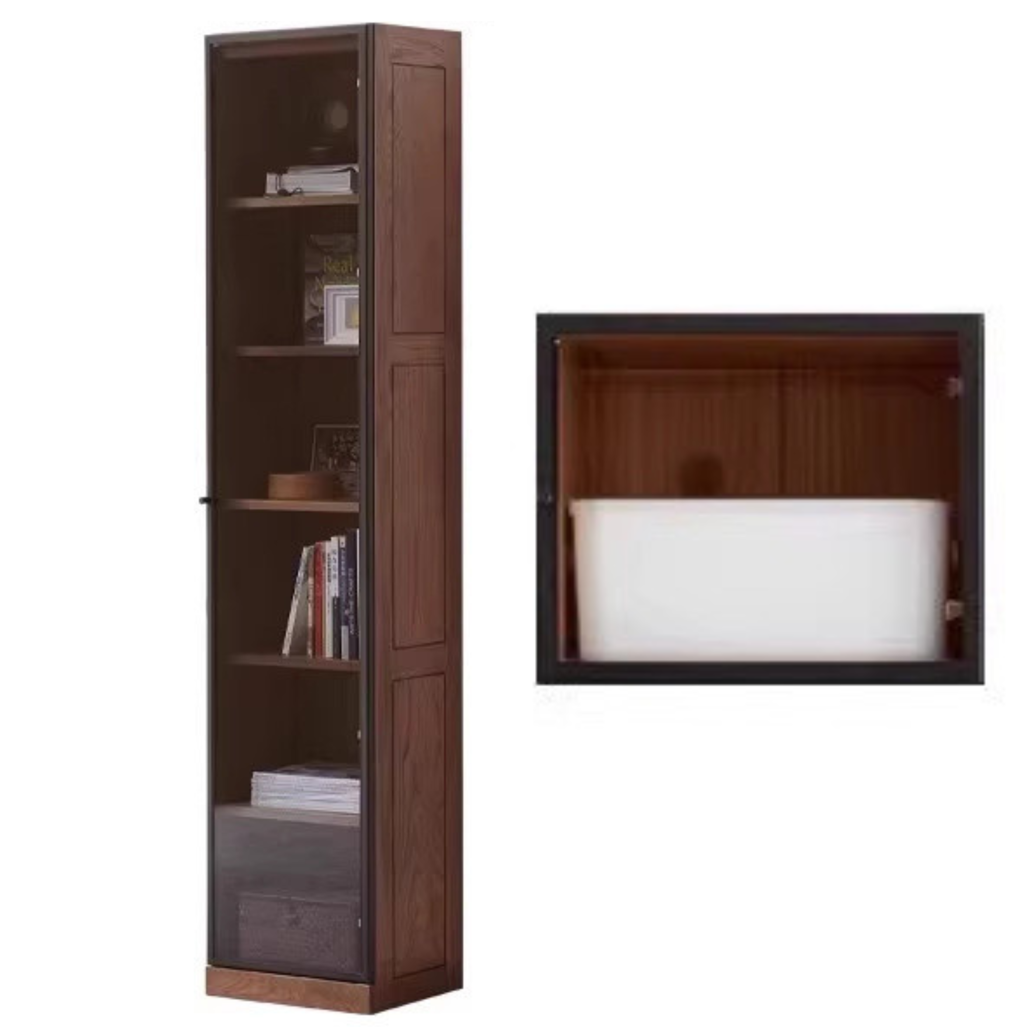 Oak, Solid Rubberwood Modern Bookcase Storage