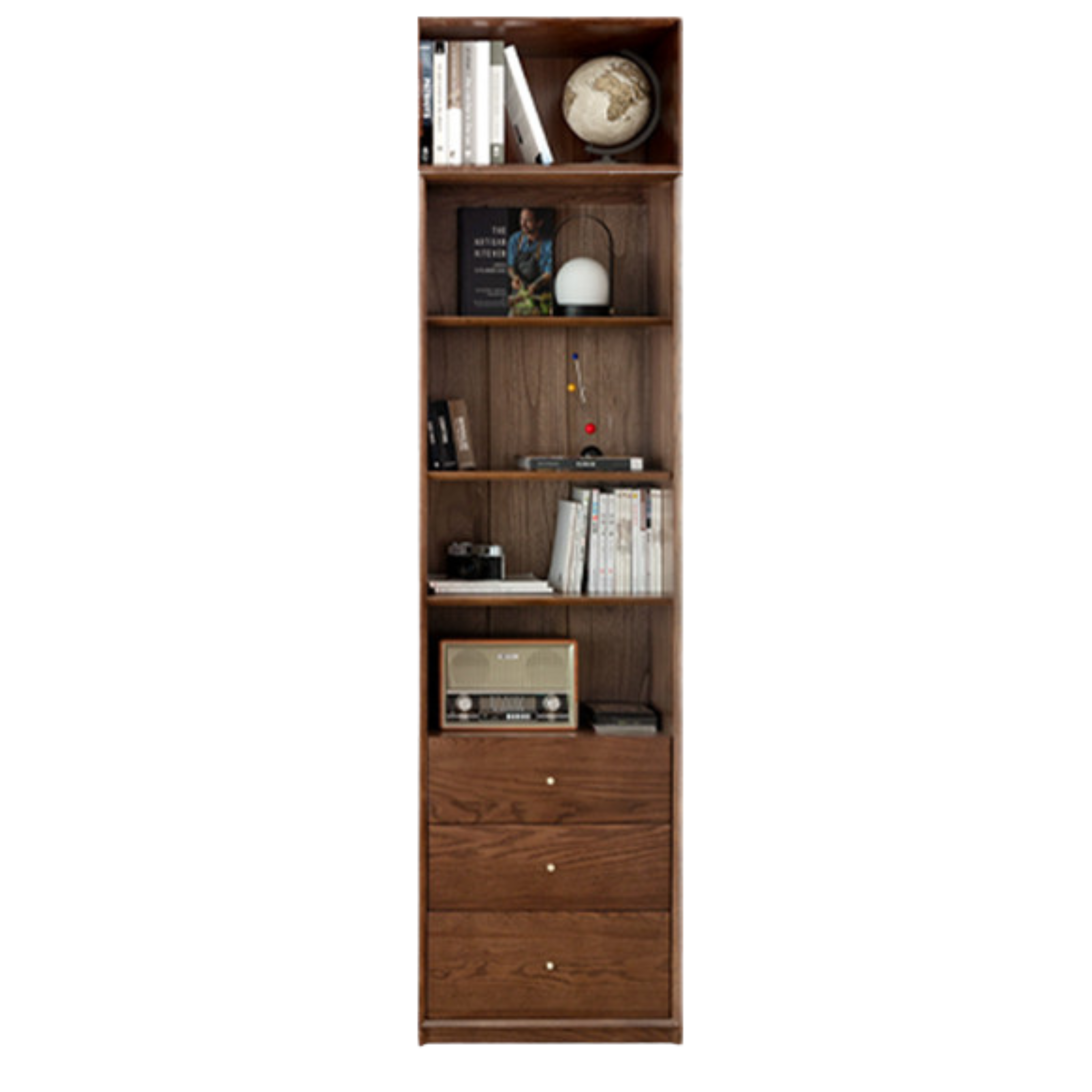 Oak Solid Wood Dust-Proof Glass Door Wall Floor-To-Ceiling Bookshelf