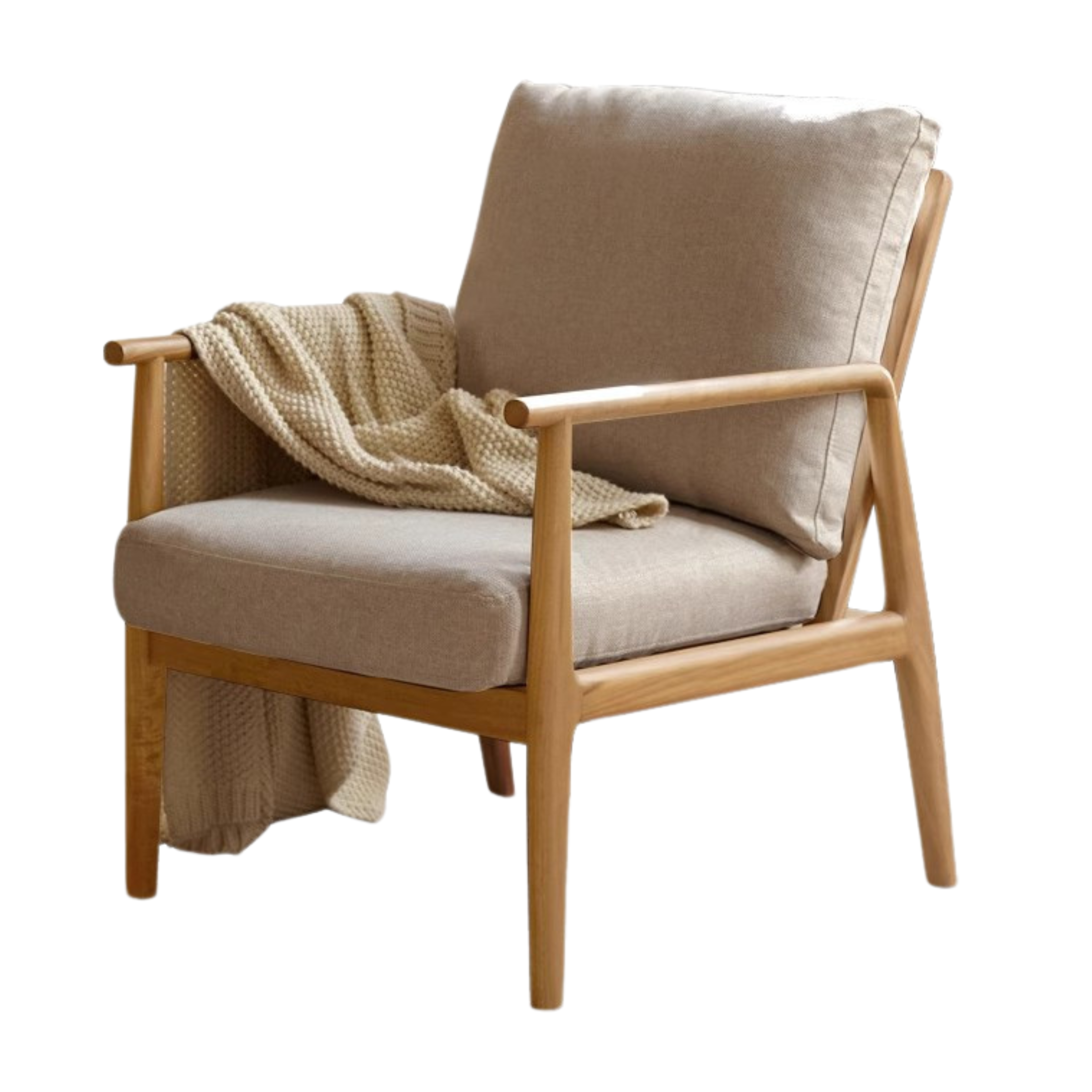 Black Walnut Solid Wood Leisure Armchair & Footstool )