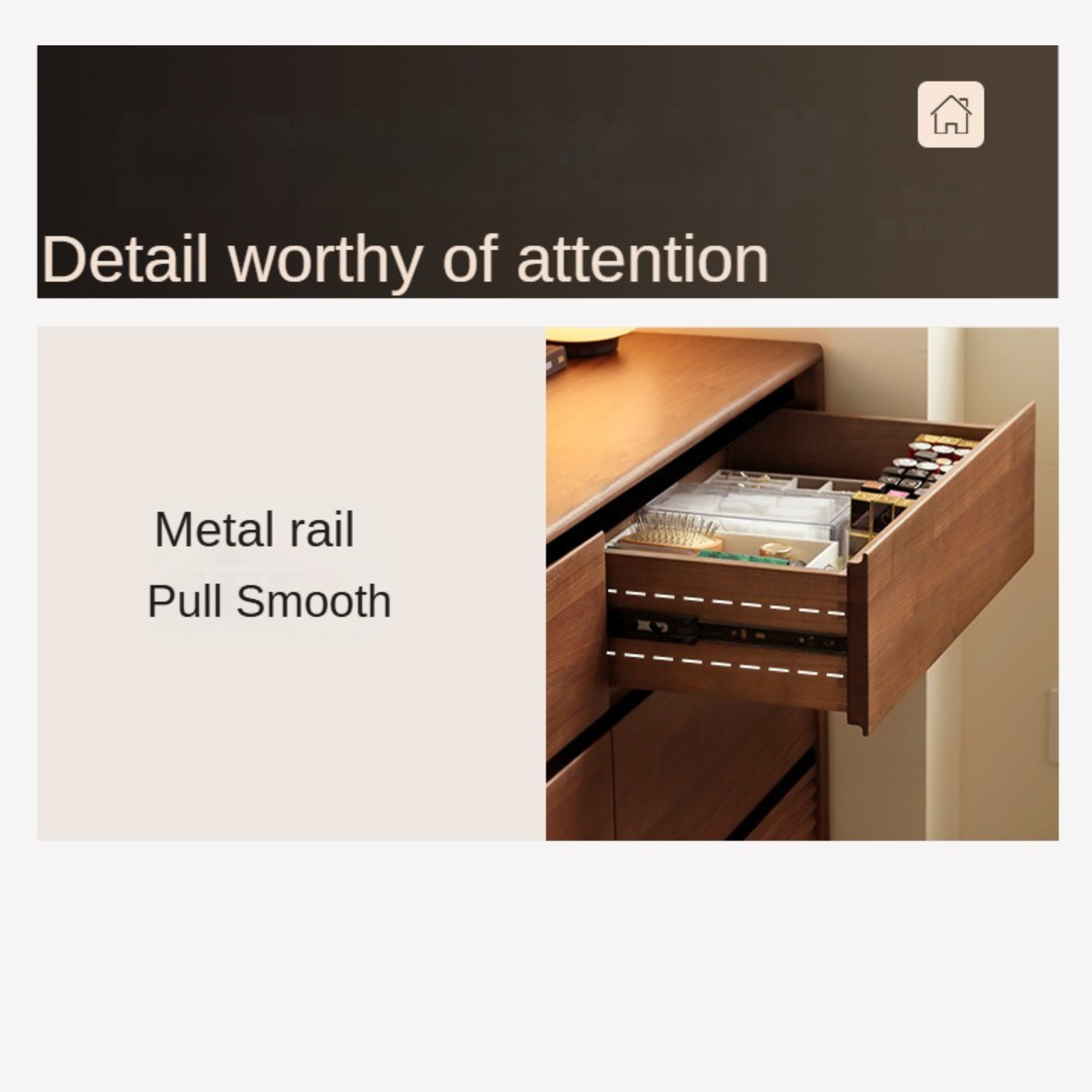 Black Walnut, Sandawood Light Luxury Retractable Vanity Table.