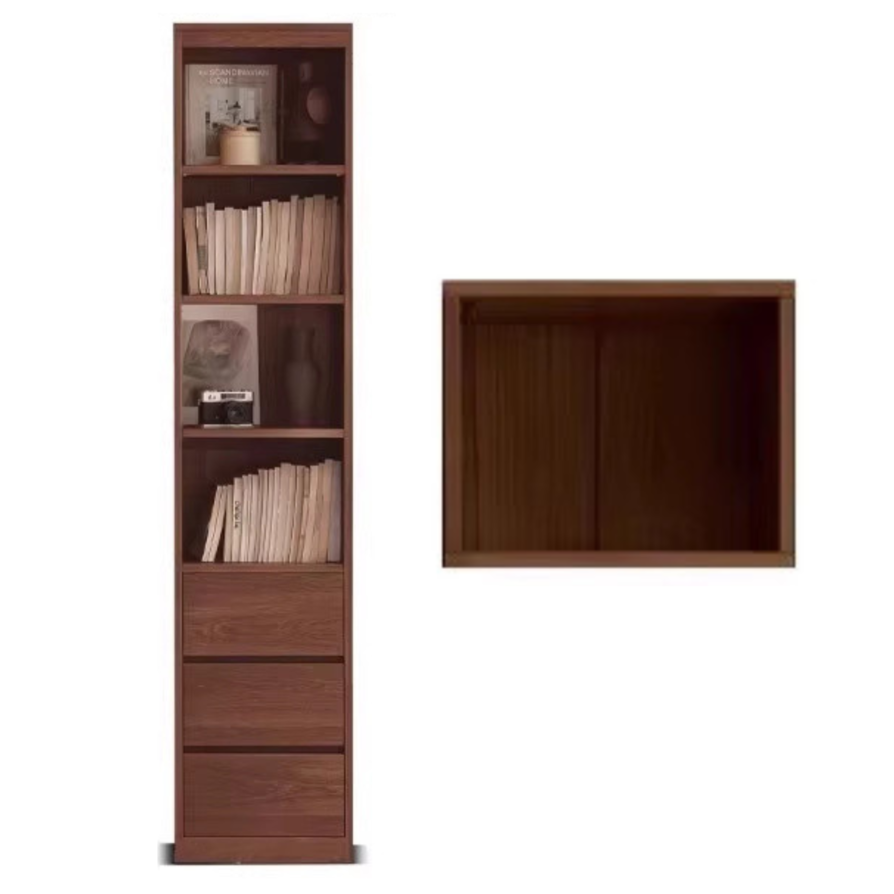 Oak, Solid Rubberwood Bookshelf, Bookcase