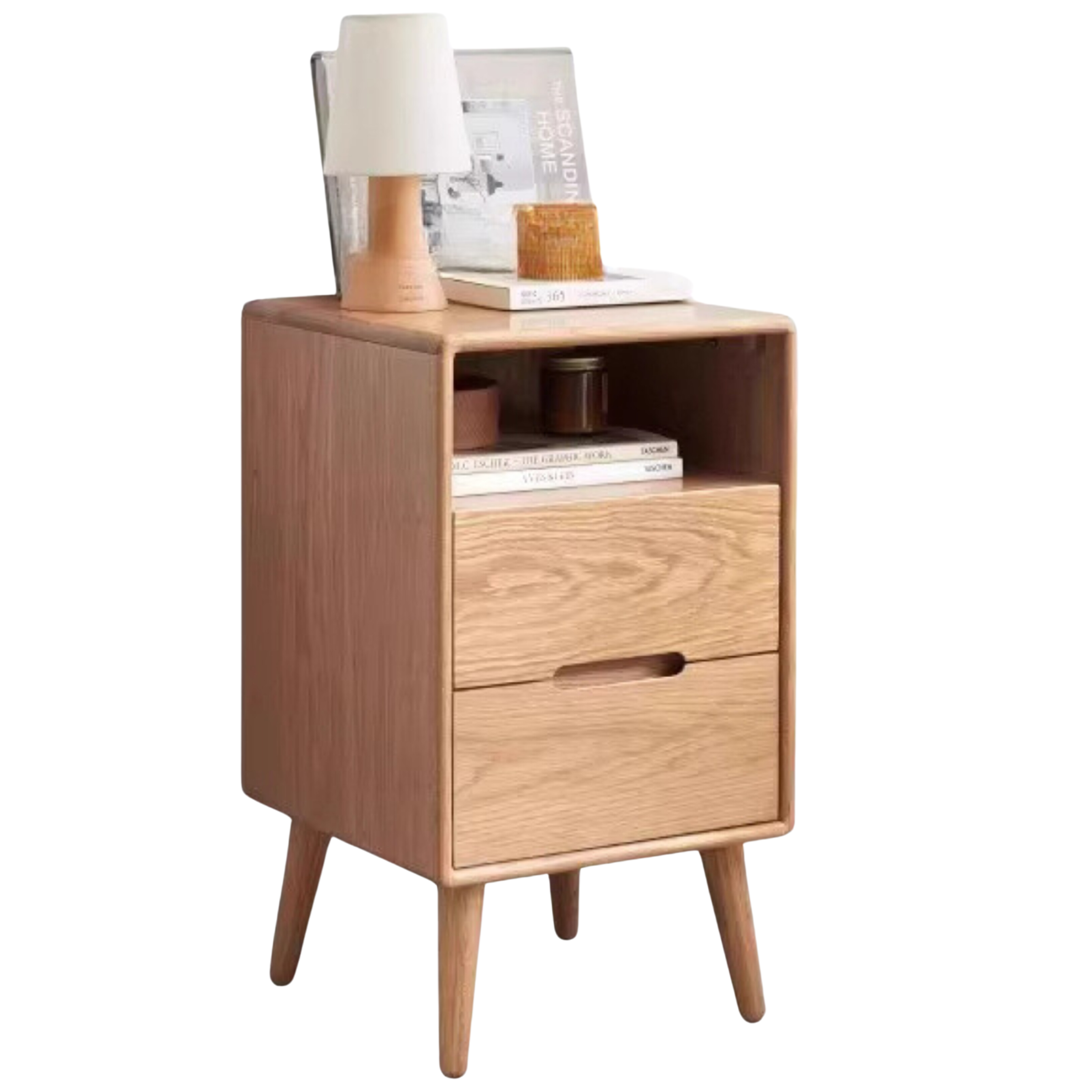 Oak Solid Wood, Solid Rubberwood Ultra-Narrow Nightstand.