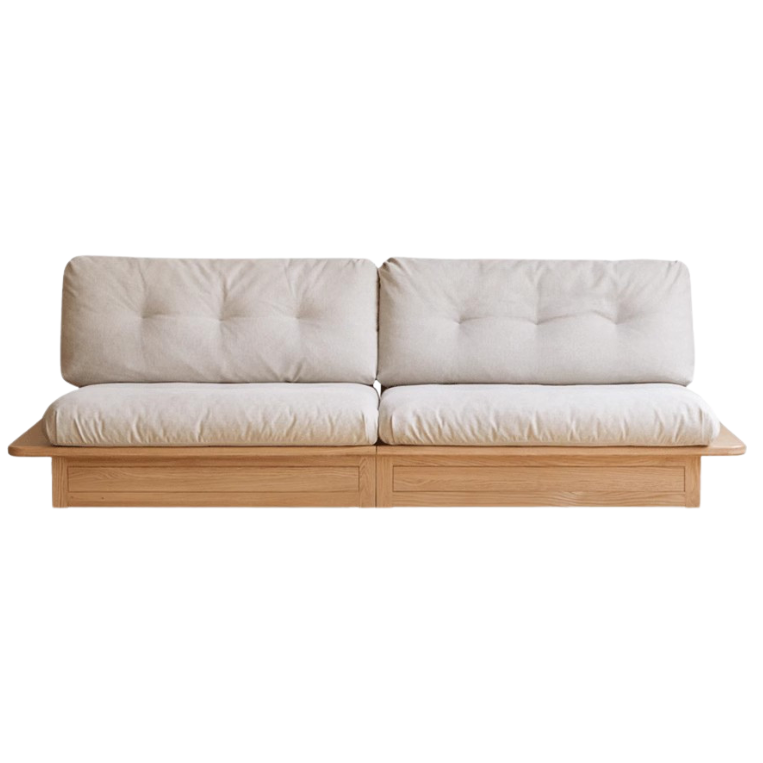 Oak Solid Wood dual-use Fabric Storage Sofa.
