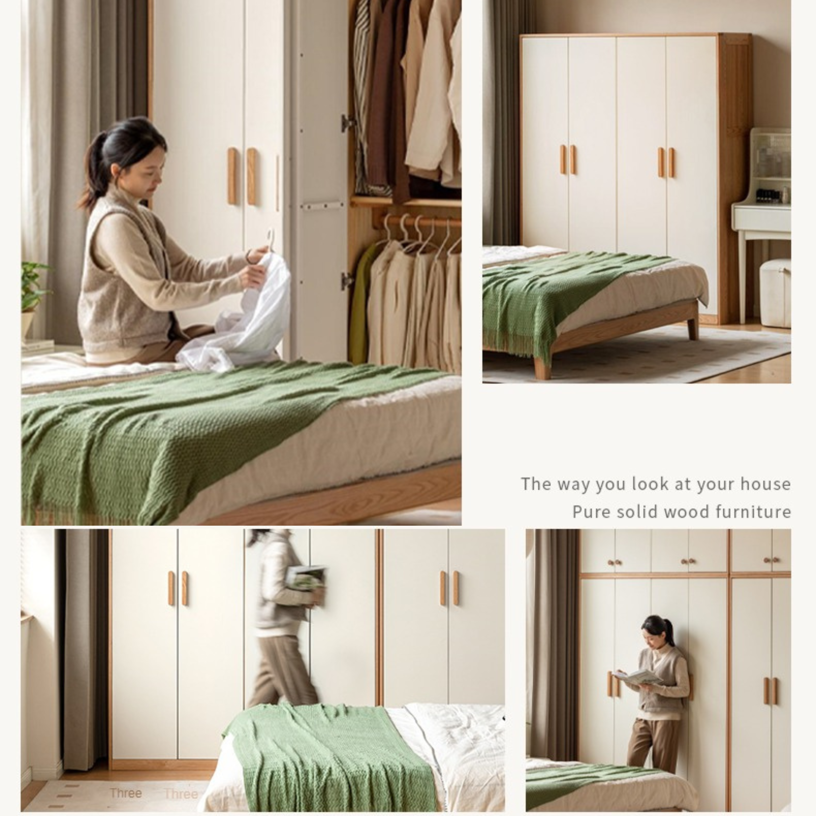 Oak Solid Wood Locker Modern Wardrobe.