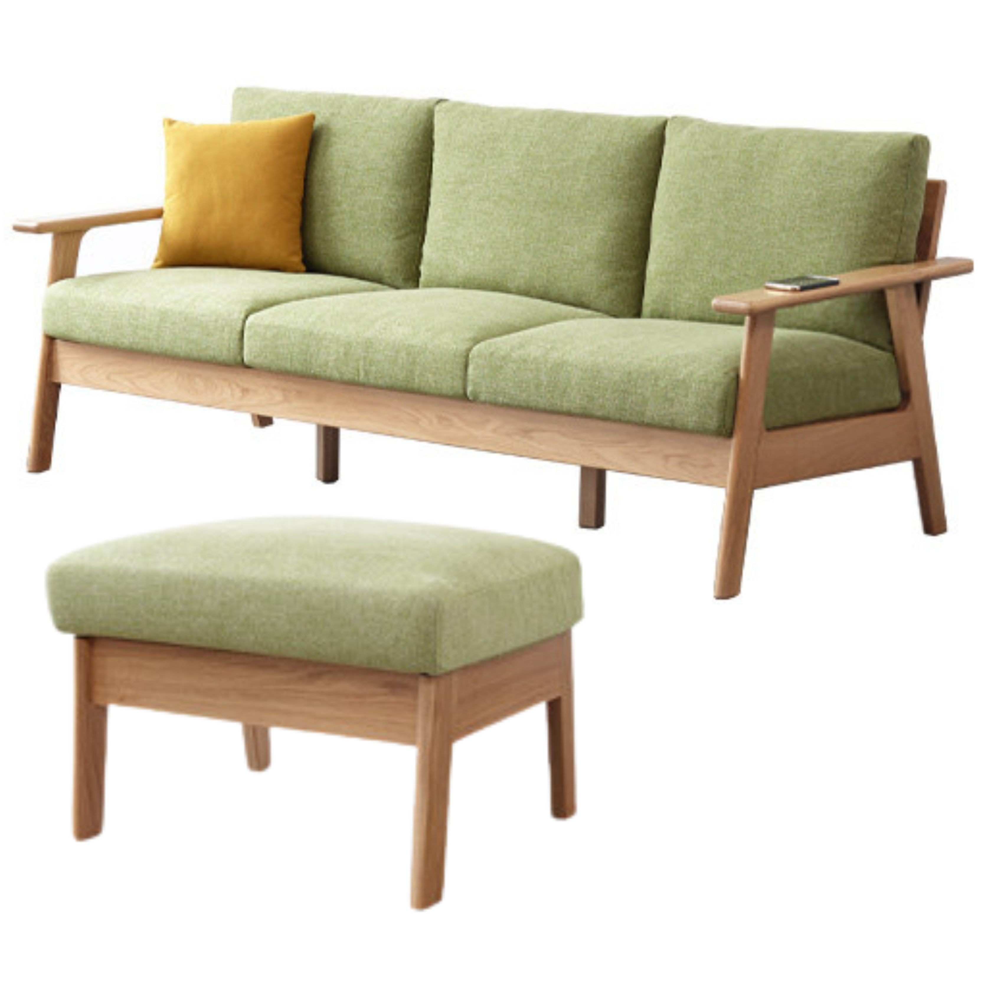 Oak Solid Wood Fabric Sofa 3 colors.