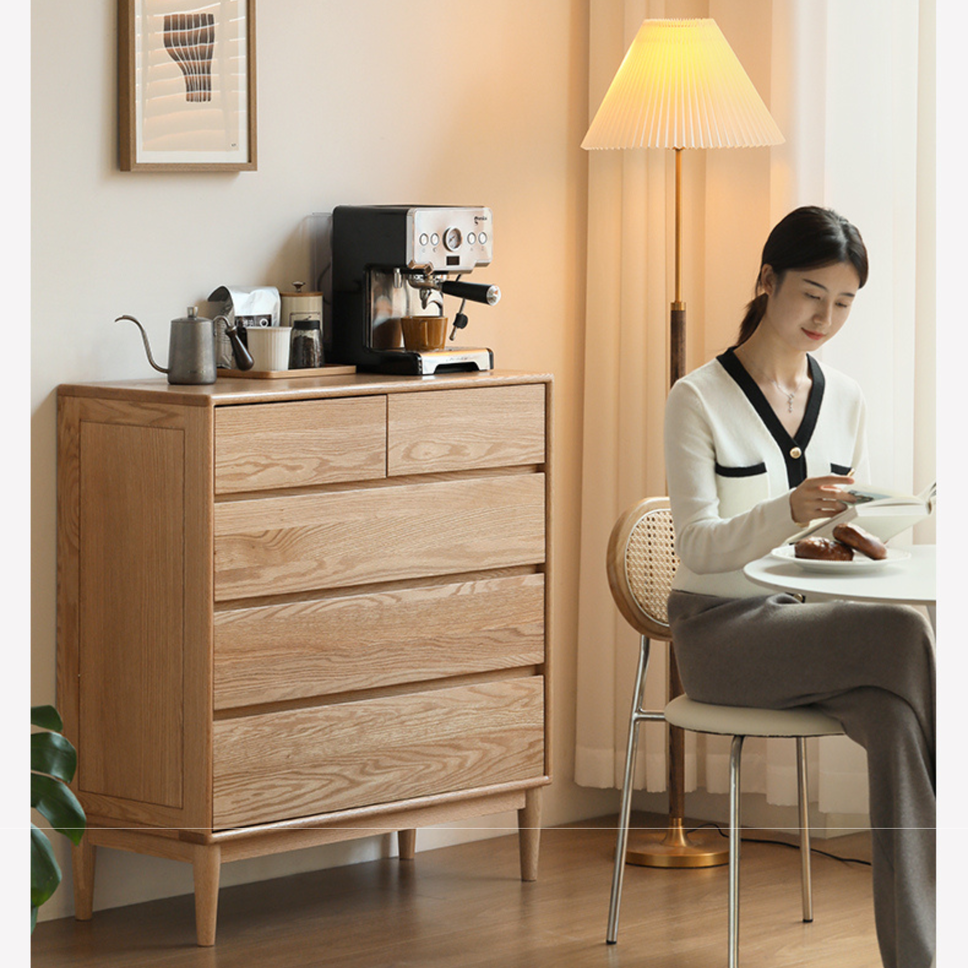 Oak Solid Wood Small Chest of Drawers