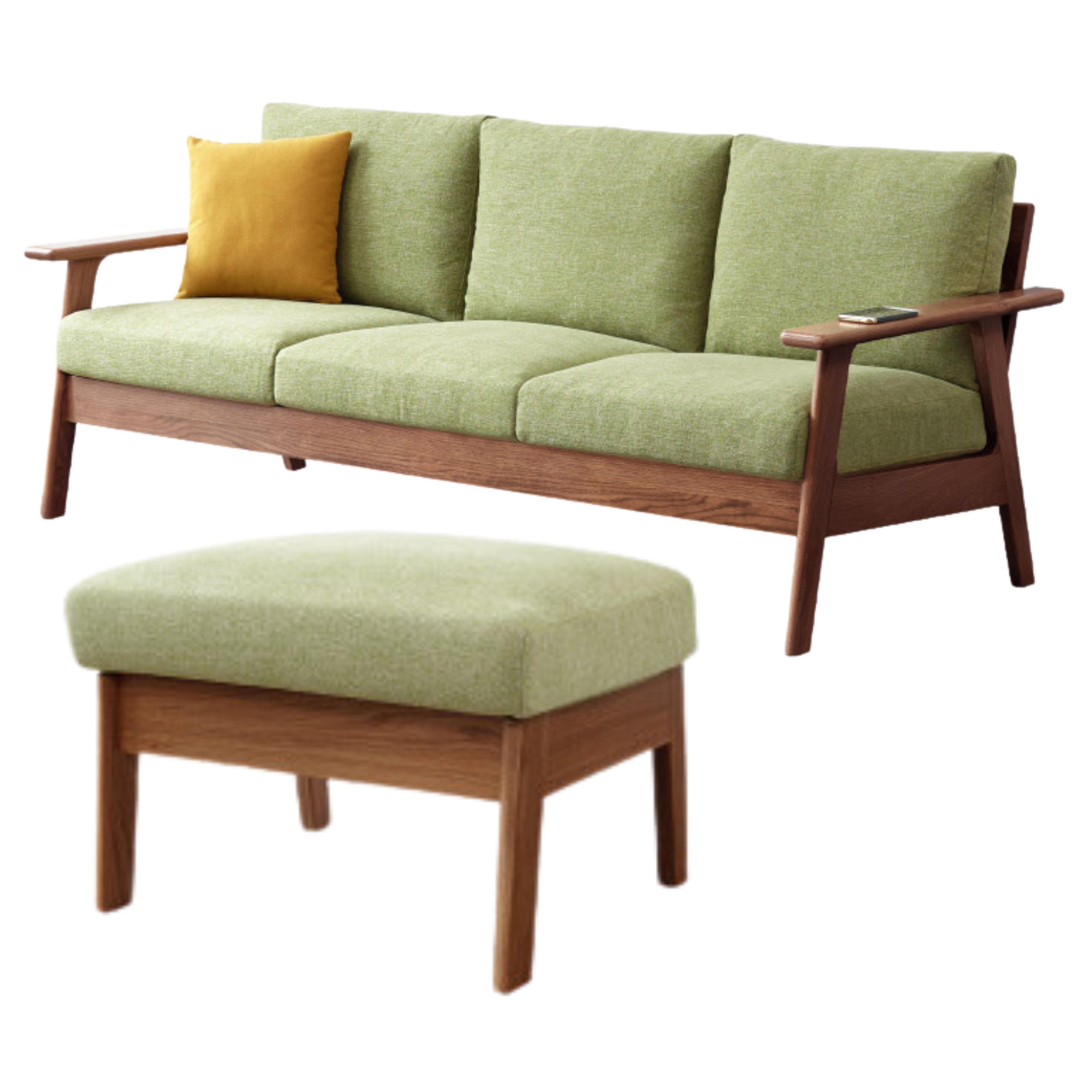 Oak Solid Wood Fabric Sofa 3 colors.