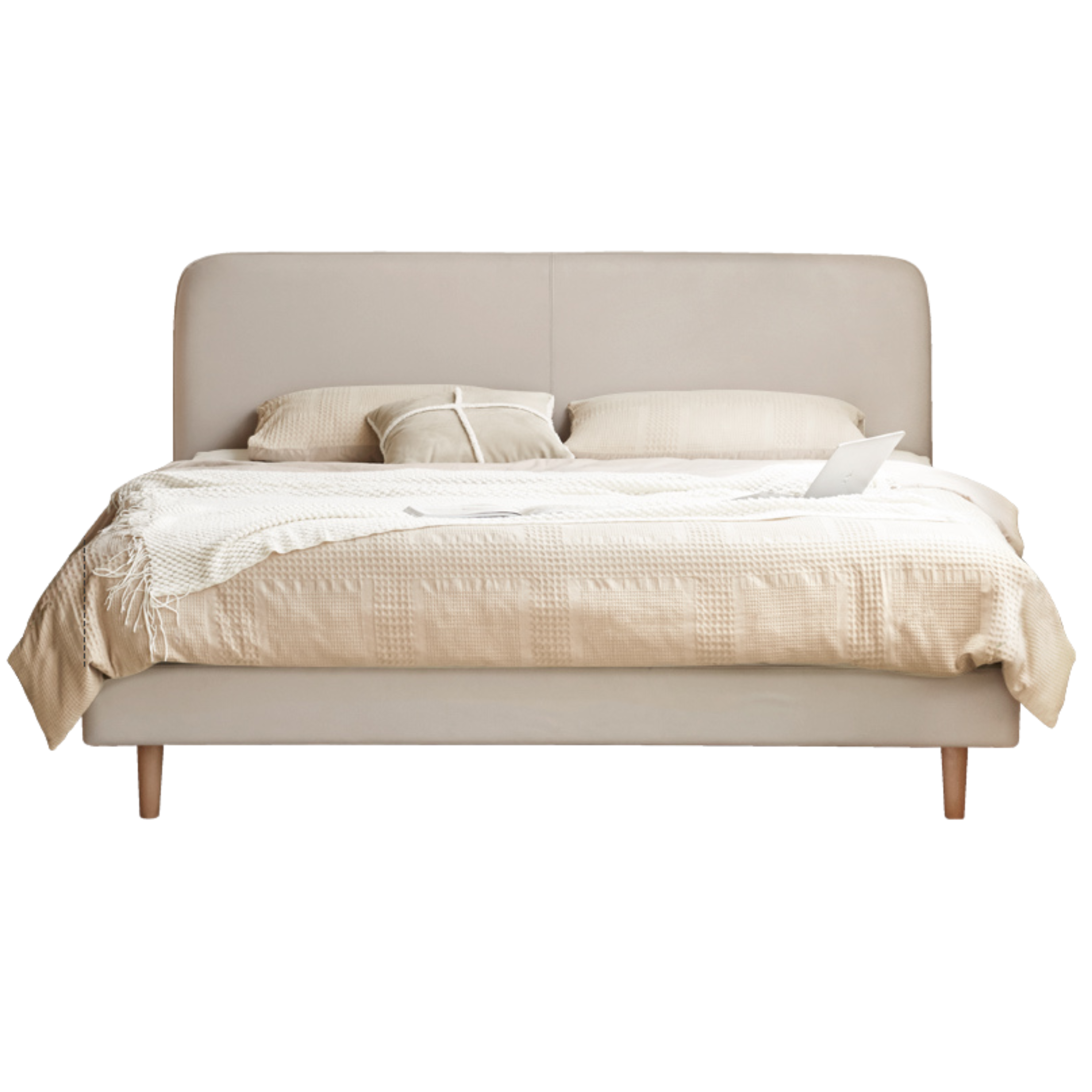 Fabric Cream Soft Minimalist Bed