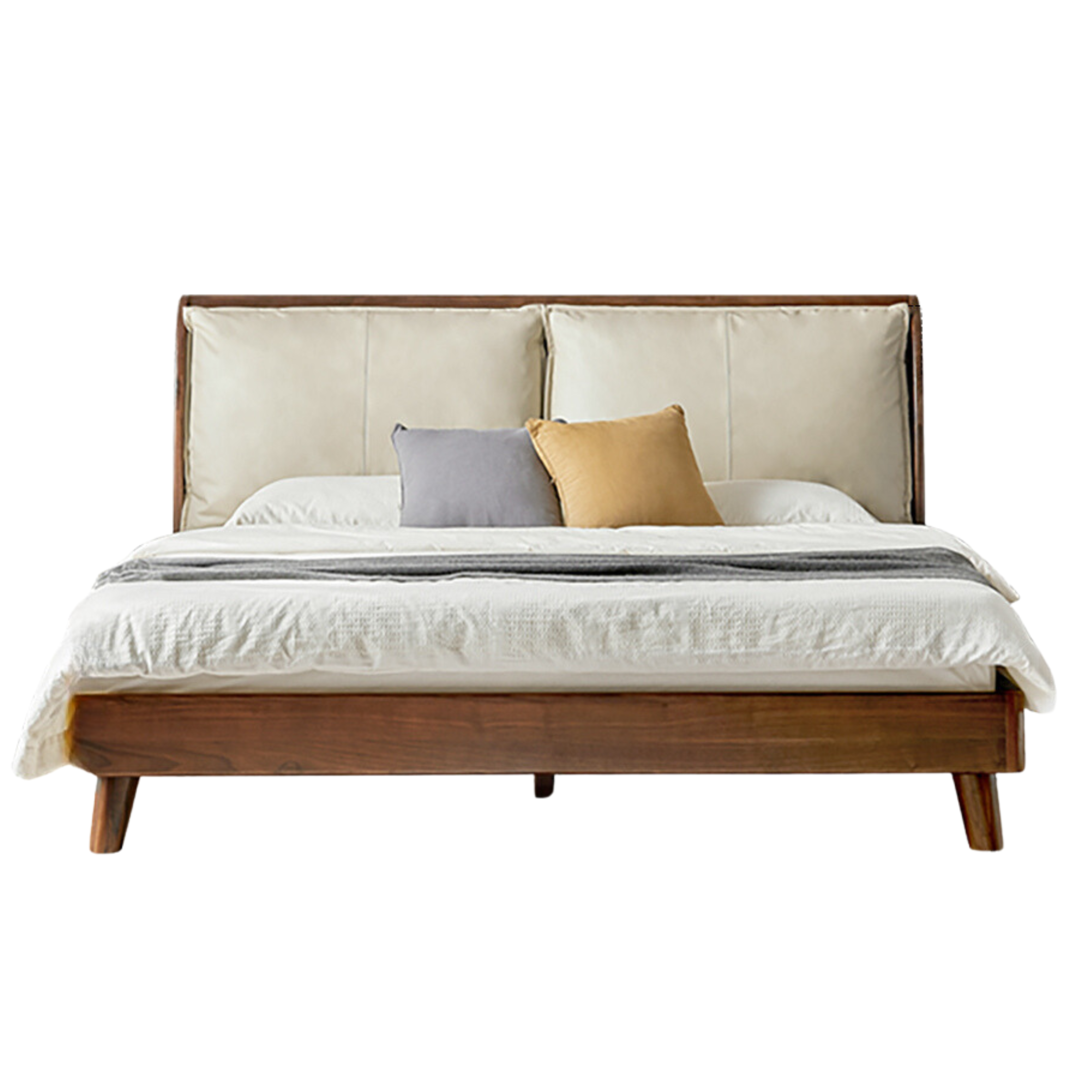 Black Walnut, Sandalwood Solid Wood Leather,Technology Cloth Bed