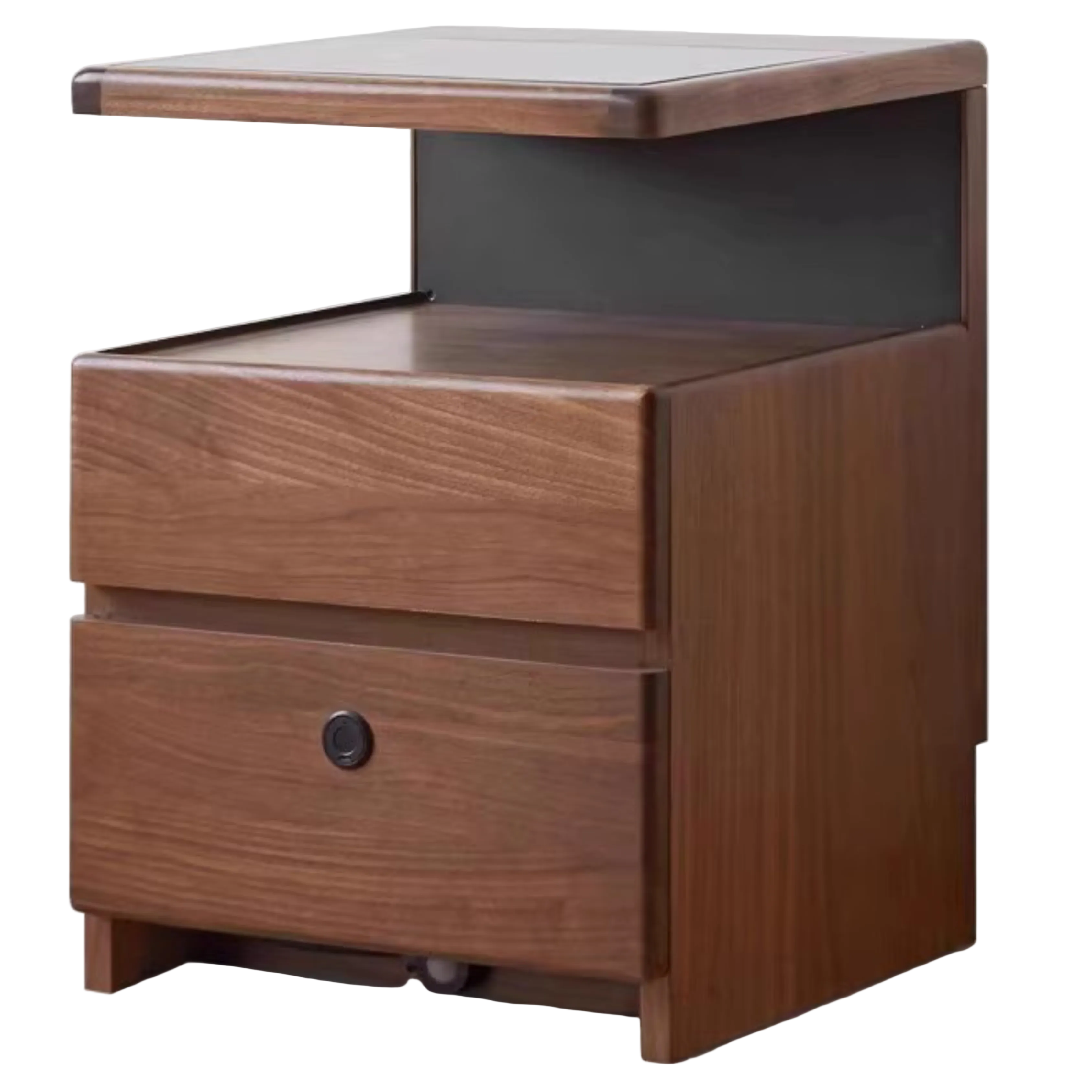 Black Walnut, Cherry, Sandalwood Solid Wood Wireless Charging with Lock Smart Nightstand.
