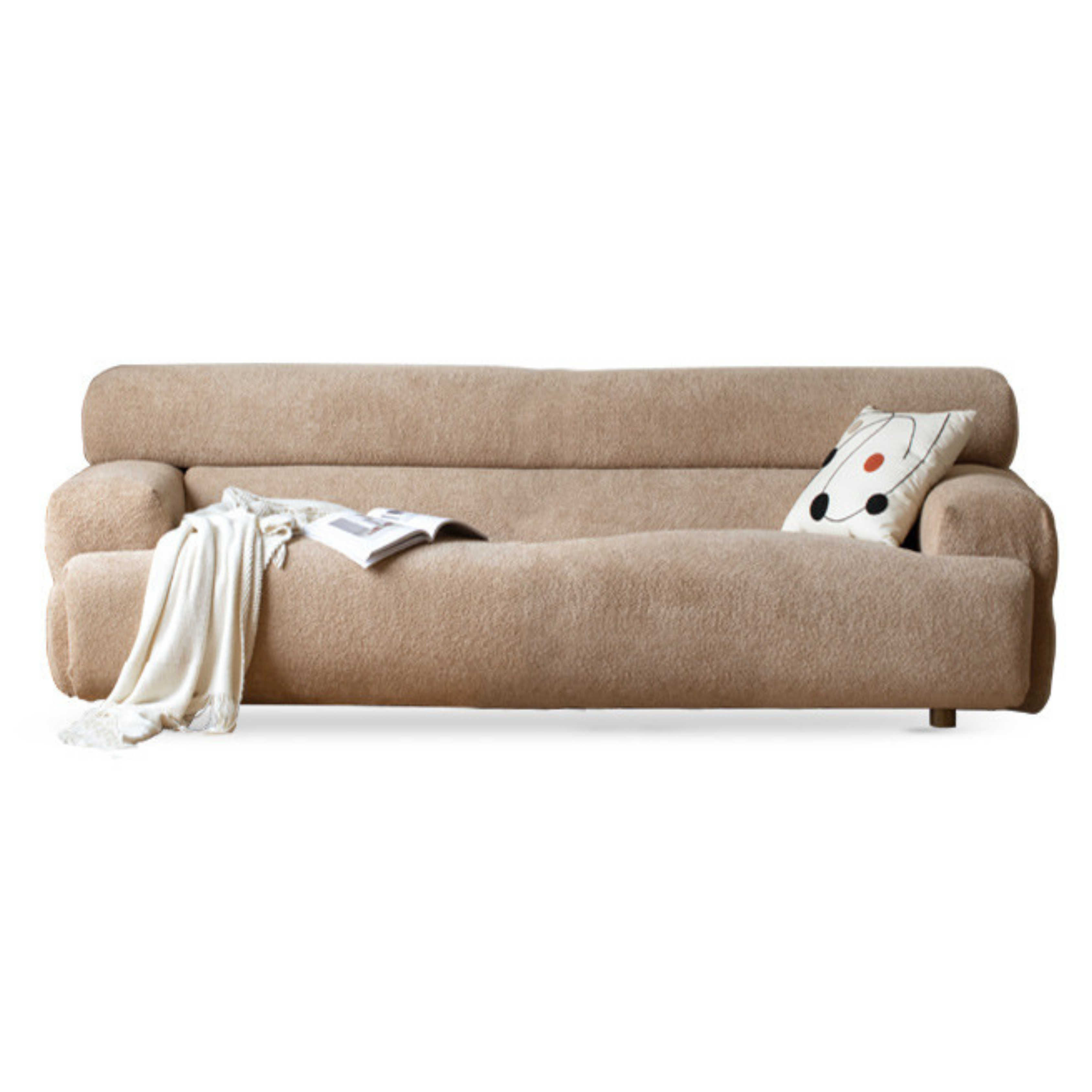 Velvet Three-seat Modular Fabric Sofa.