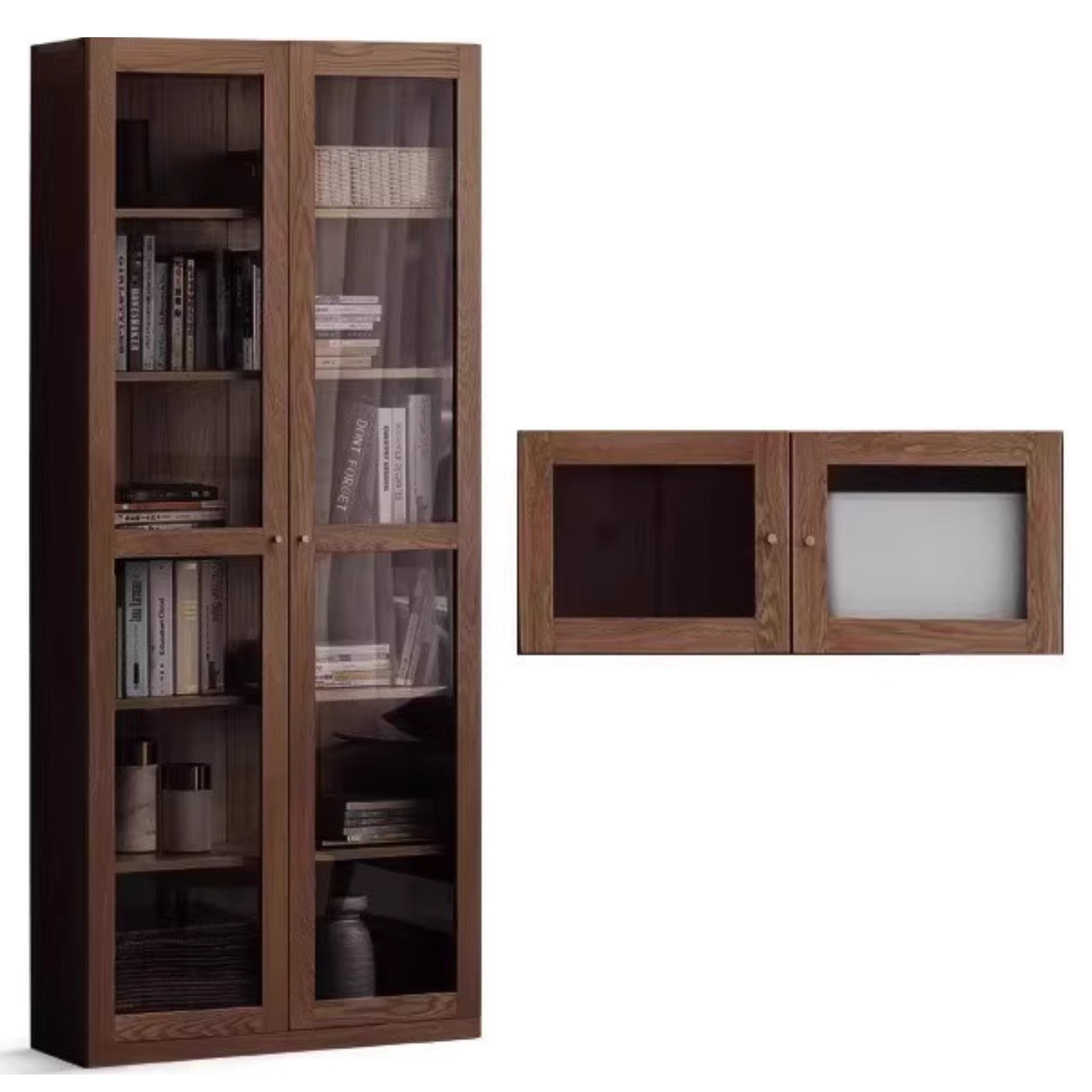 Oak, Solid Rubberwood Modern Bookcase Storage
