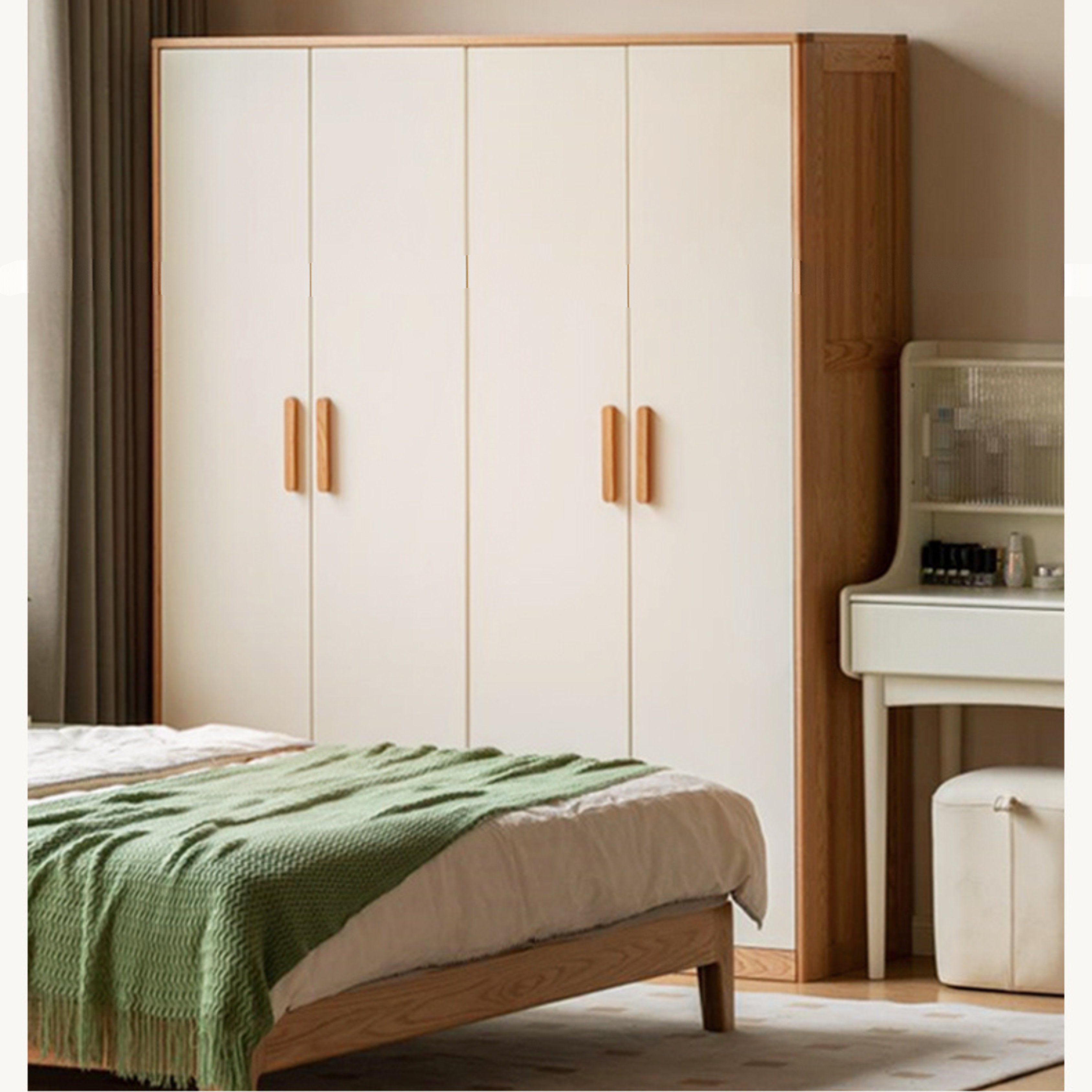 Oak Solid Wood Locker Modern Wardrobe.