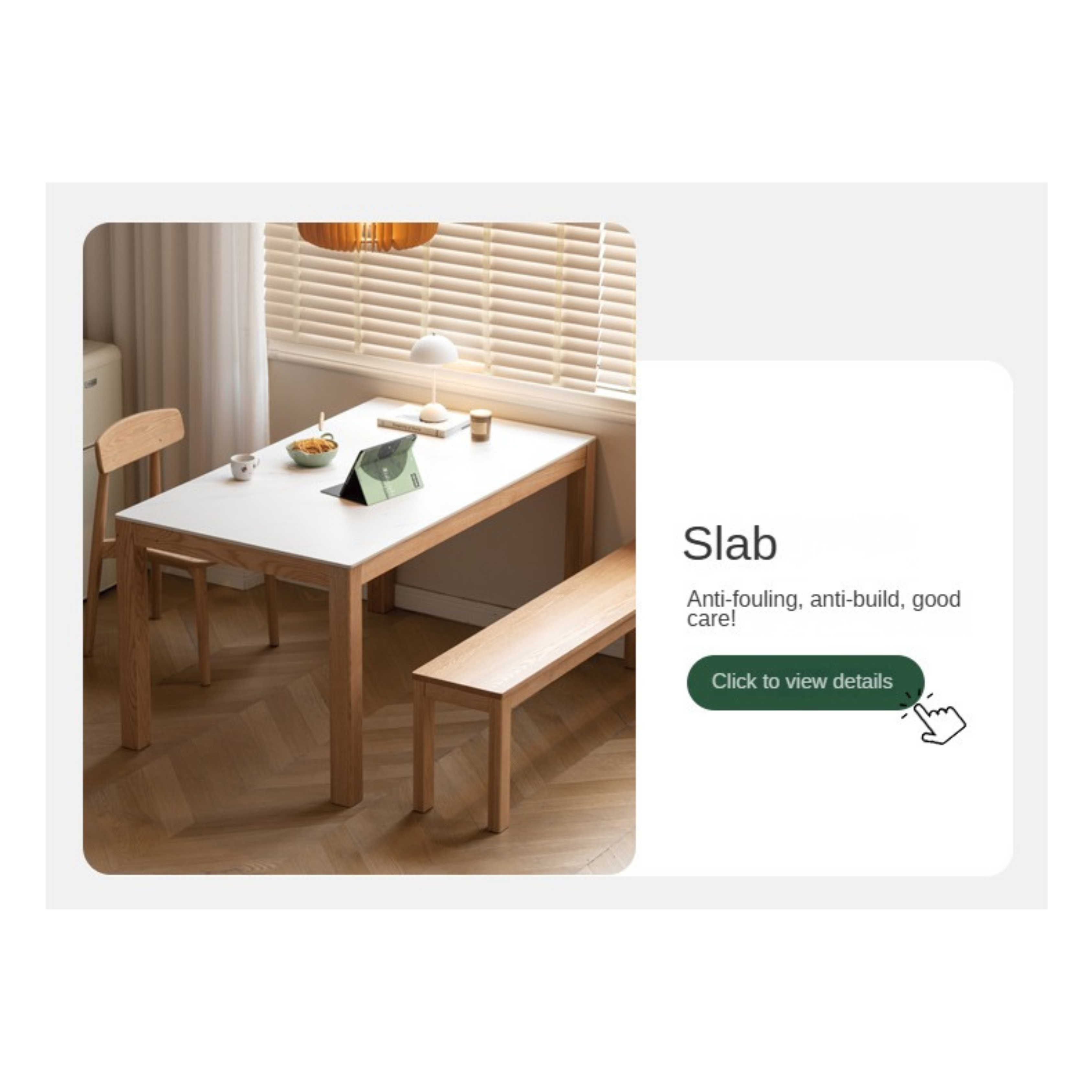 Oak Solid Wood Rectangular Rock Plate Dining Table