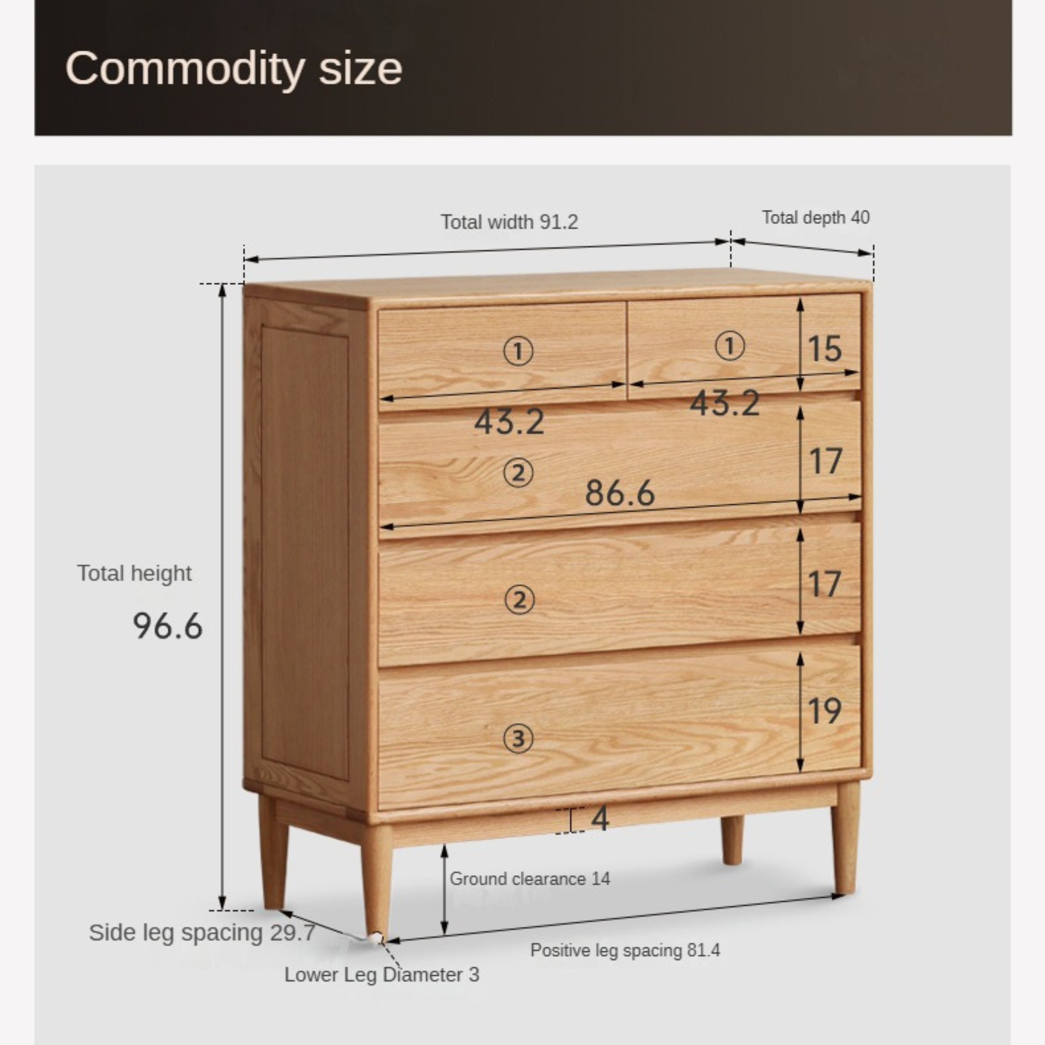 Oak Solid Wood Small Chest of Drawers