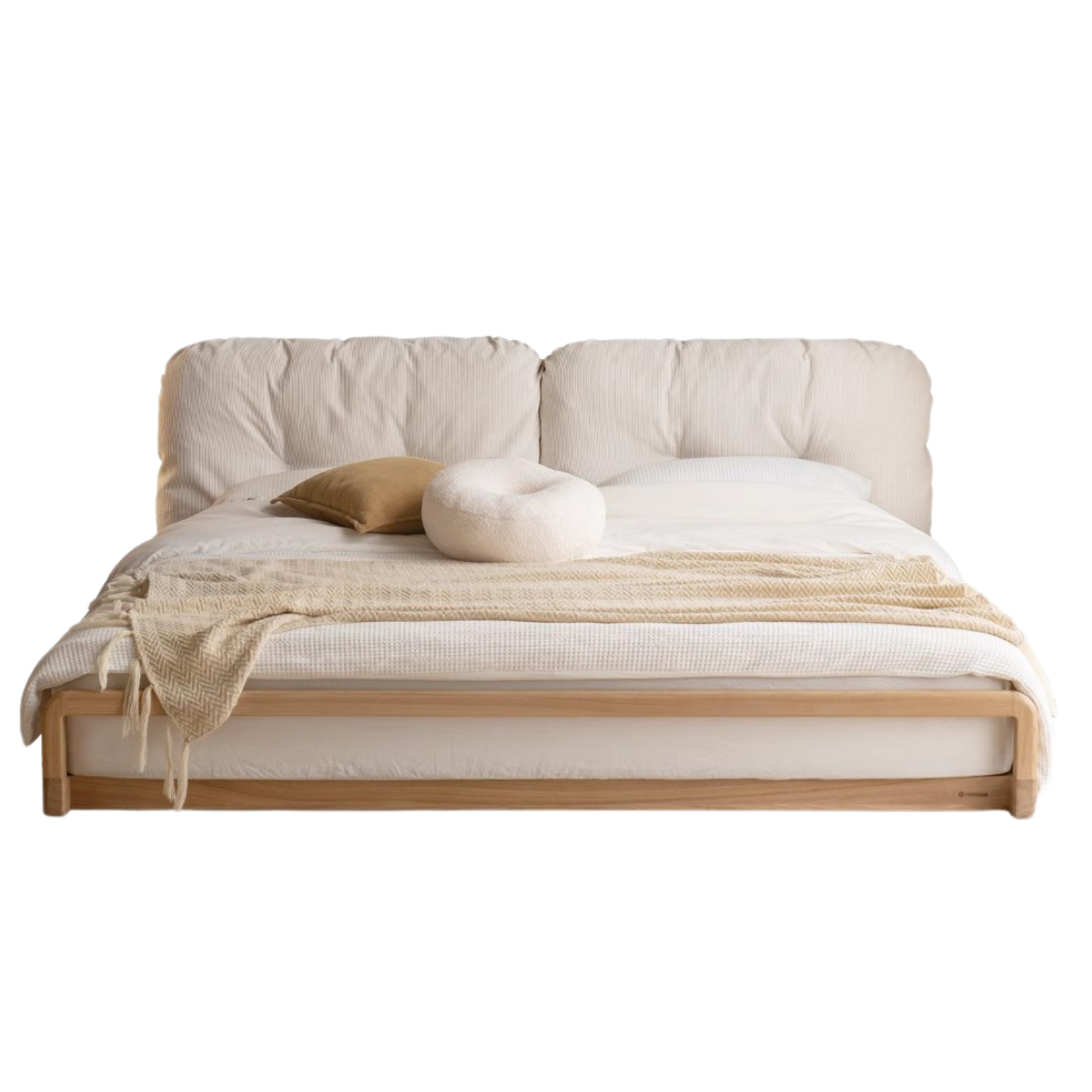 Ash Solid Wood Technology Cloth Floor Bed