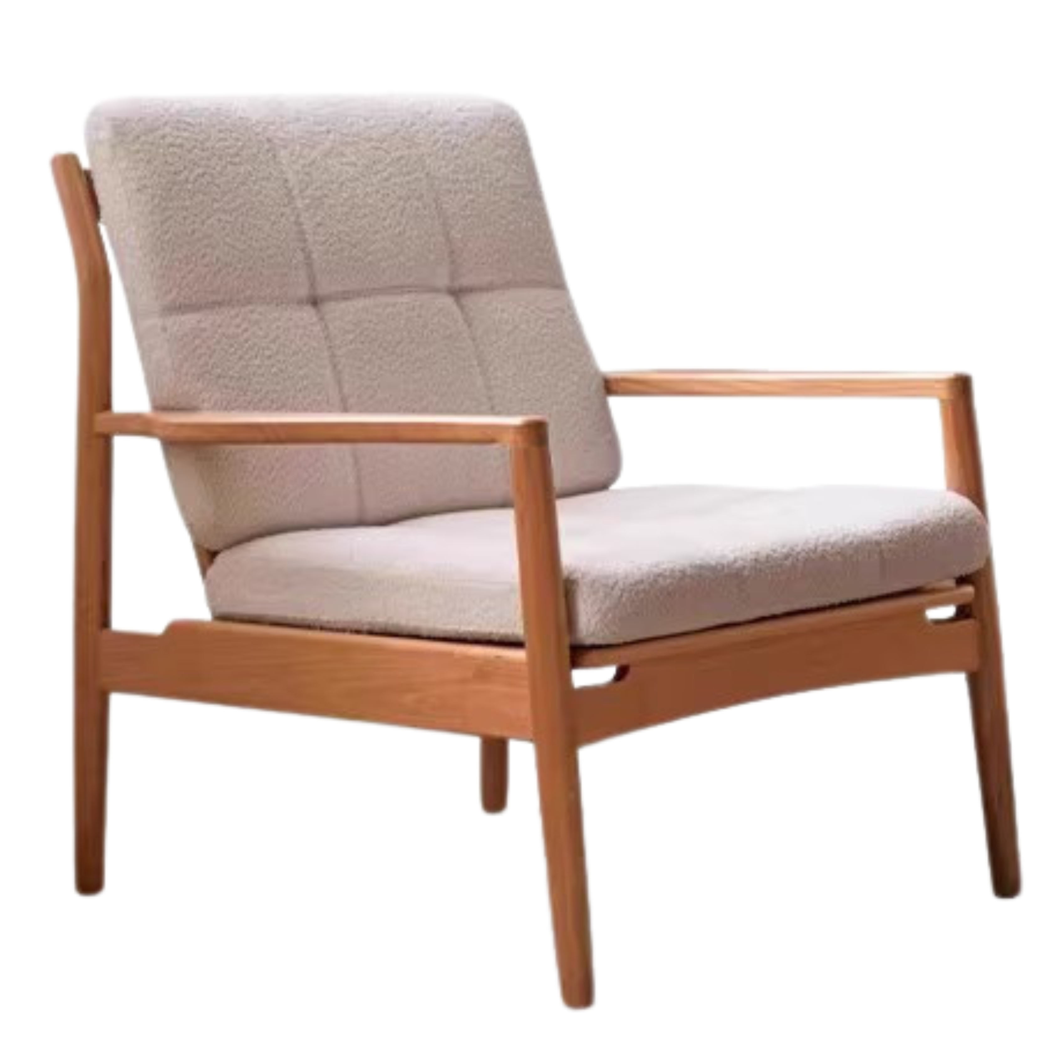 Cherry Solid Wood, Rattan Retro Armchair)