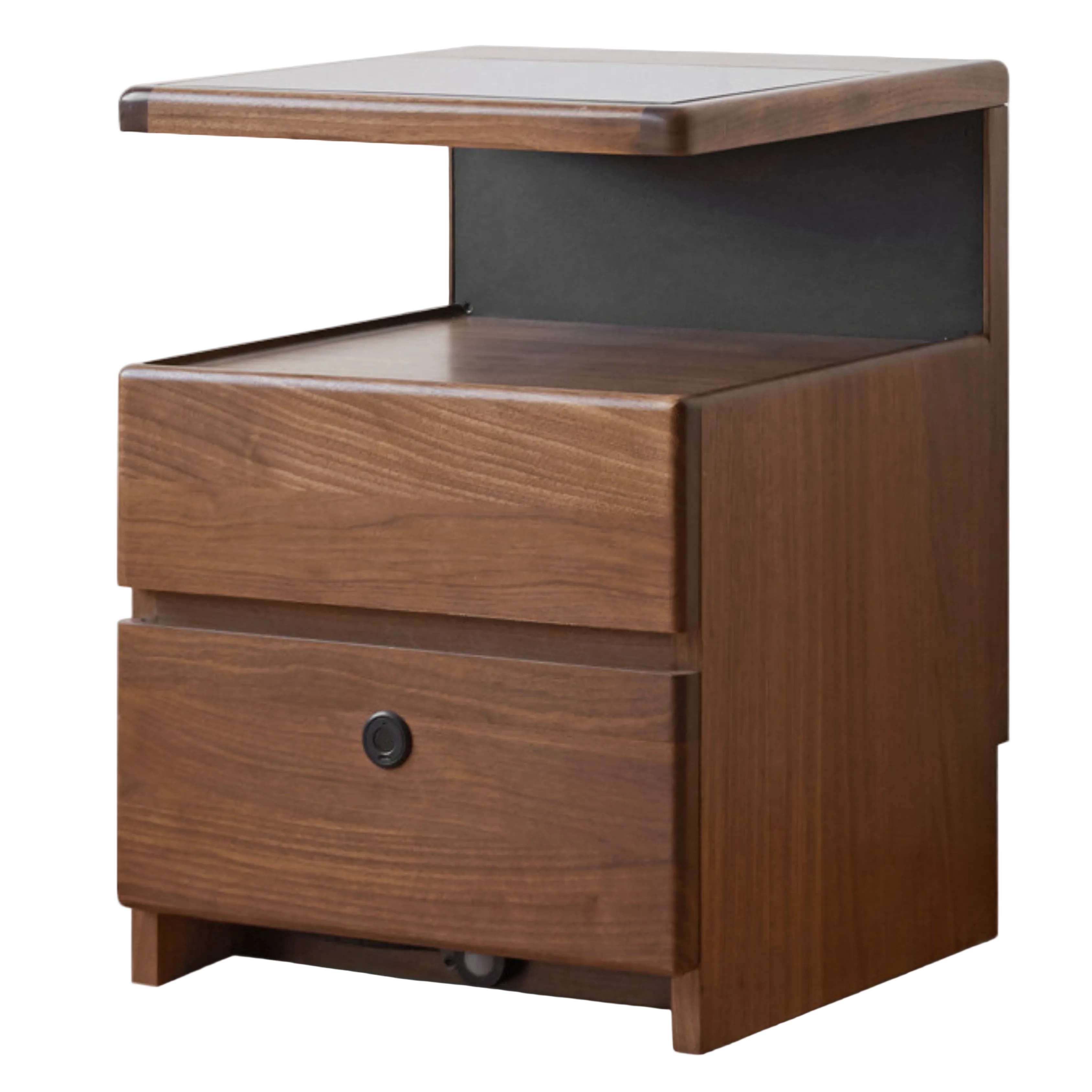 Black Walnut, Cherry, Sandalwood Solid Wood Wireless Charging with Lock Smart Nightstand.