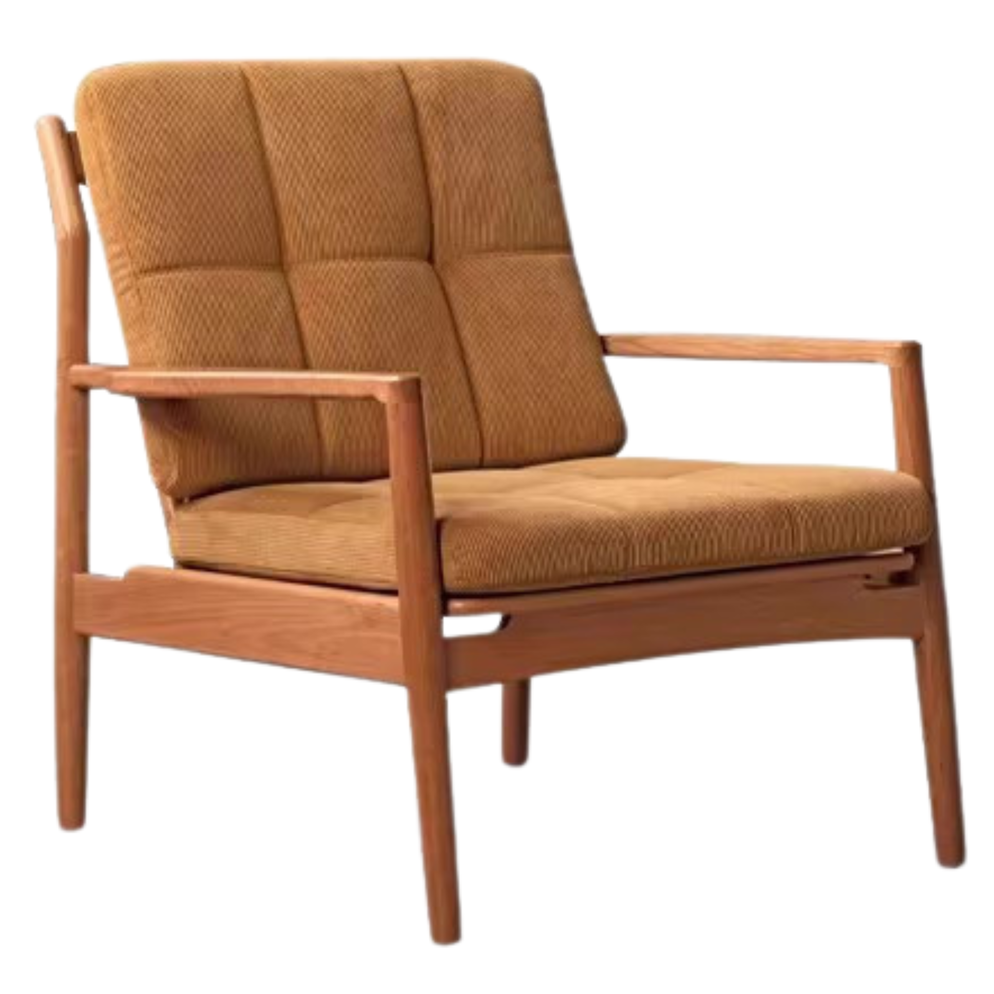 Cherry Solid Wood, Rattan Retro Armchair)
