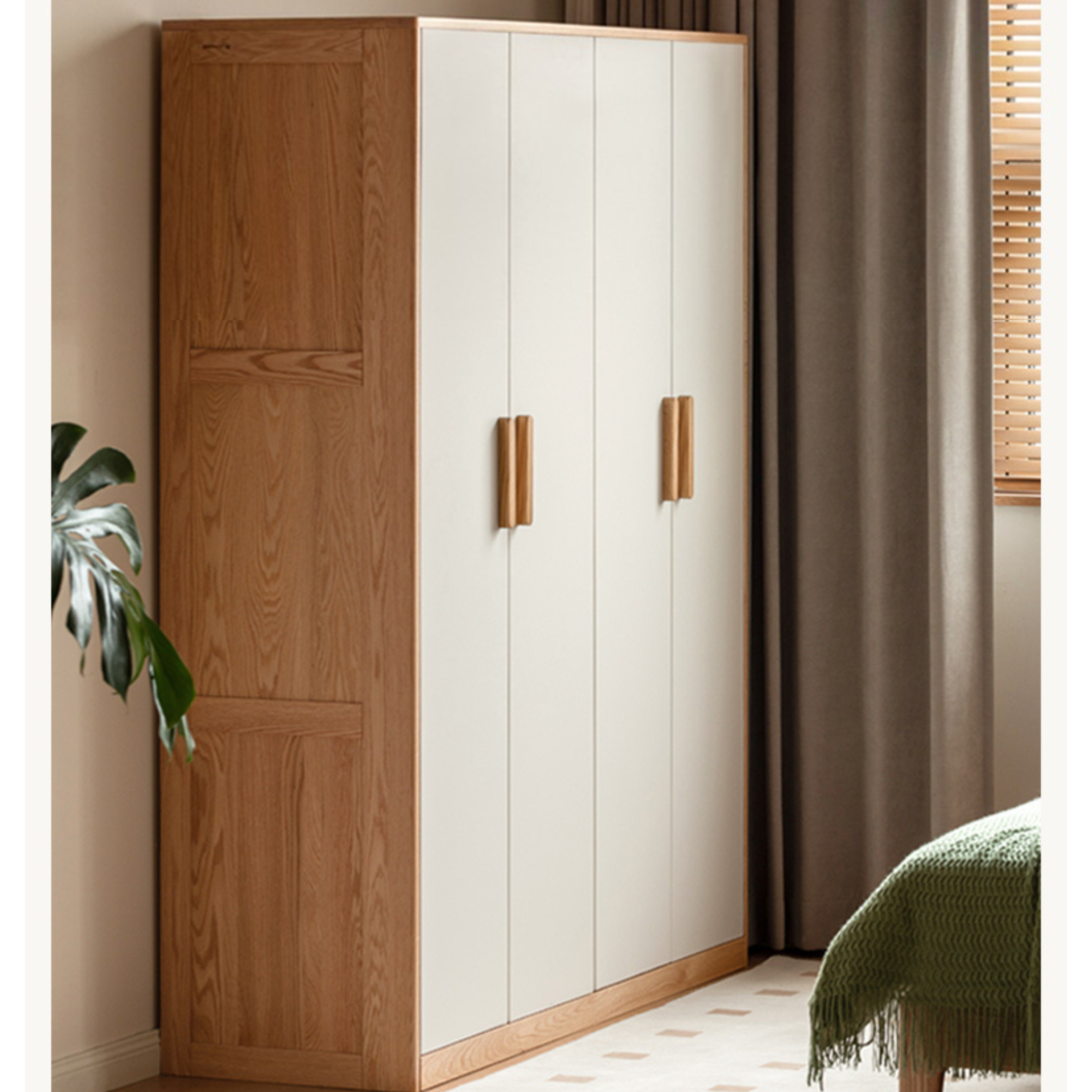 Oak Solid Wood Locker Modern Wardrobe.