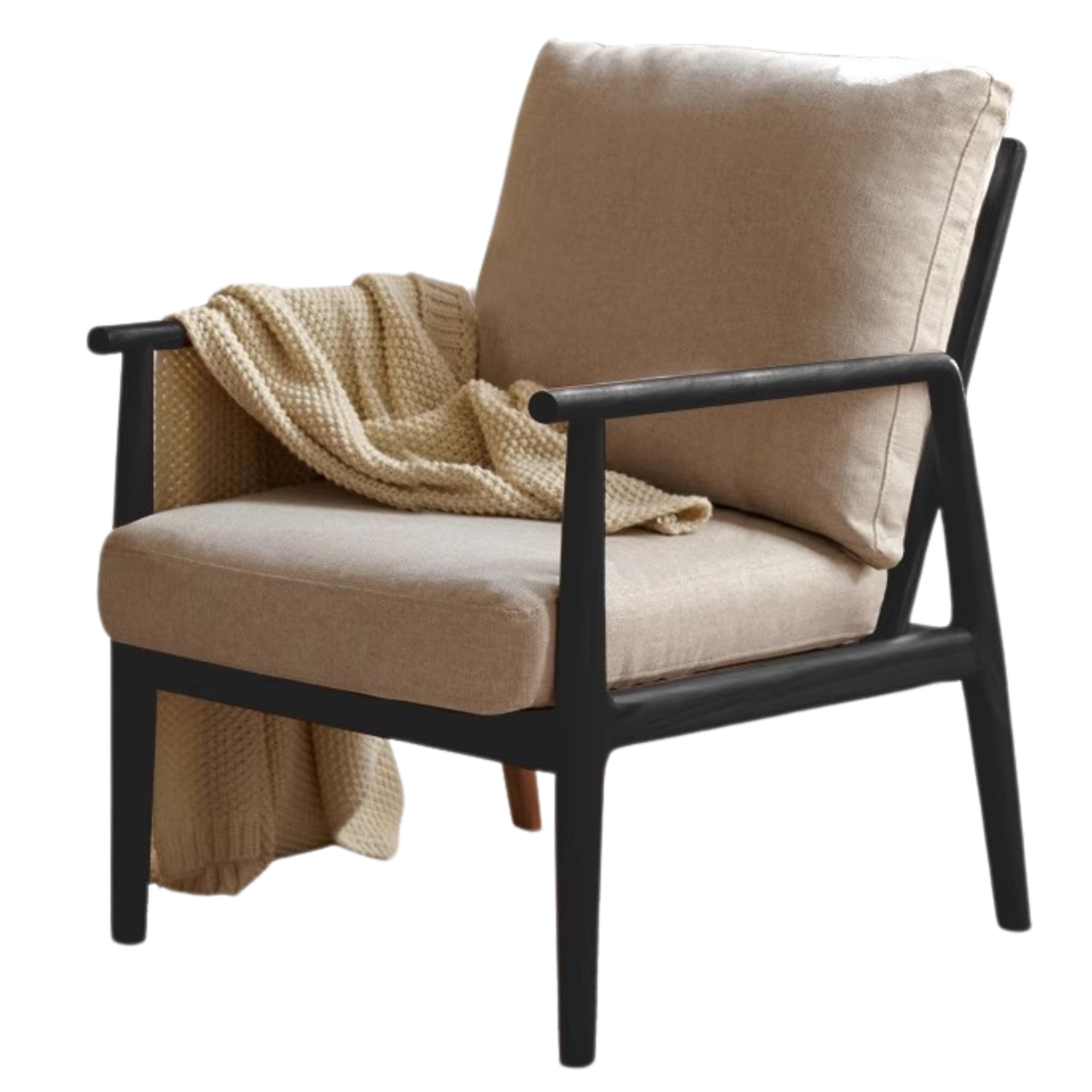 Black Walnut Solid Wood Leisure Armchair & Footstool )