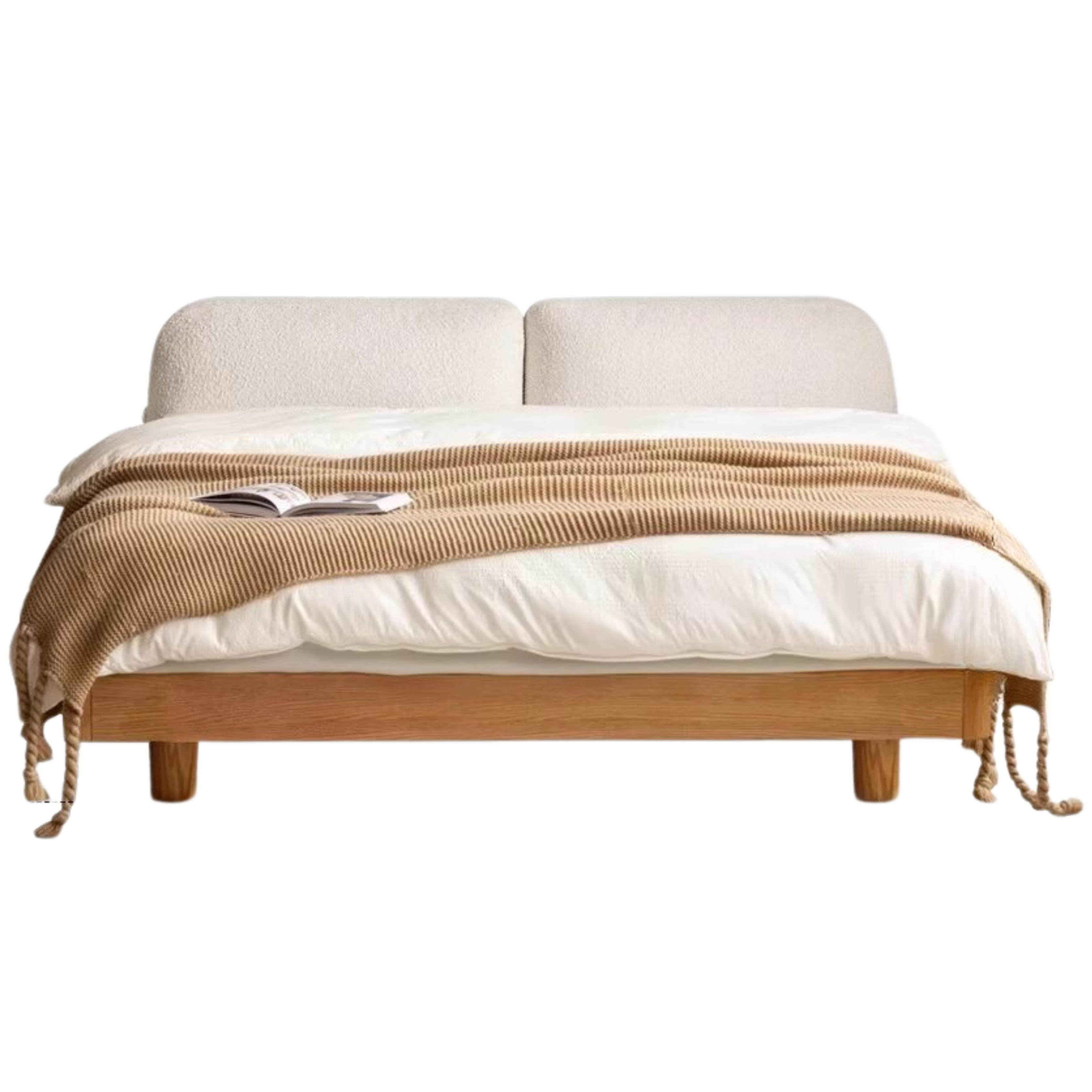 Oak Solid Wood Lamb Fleece Soft Suspension Cream Bed