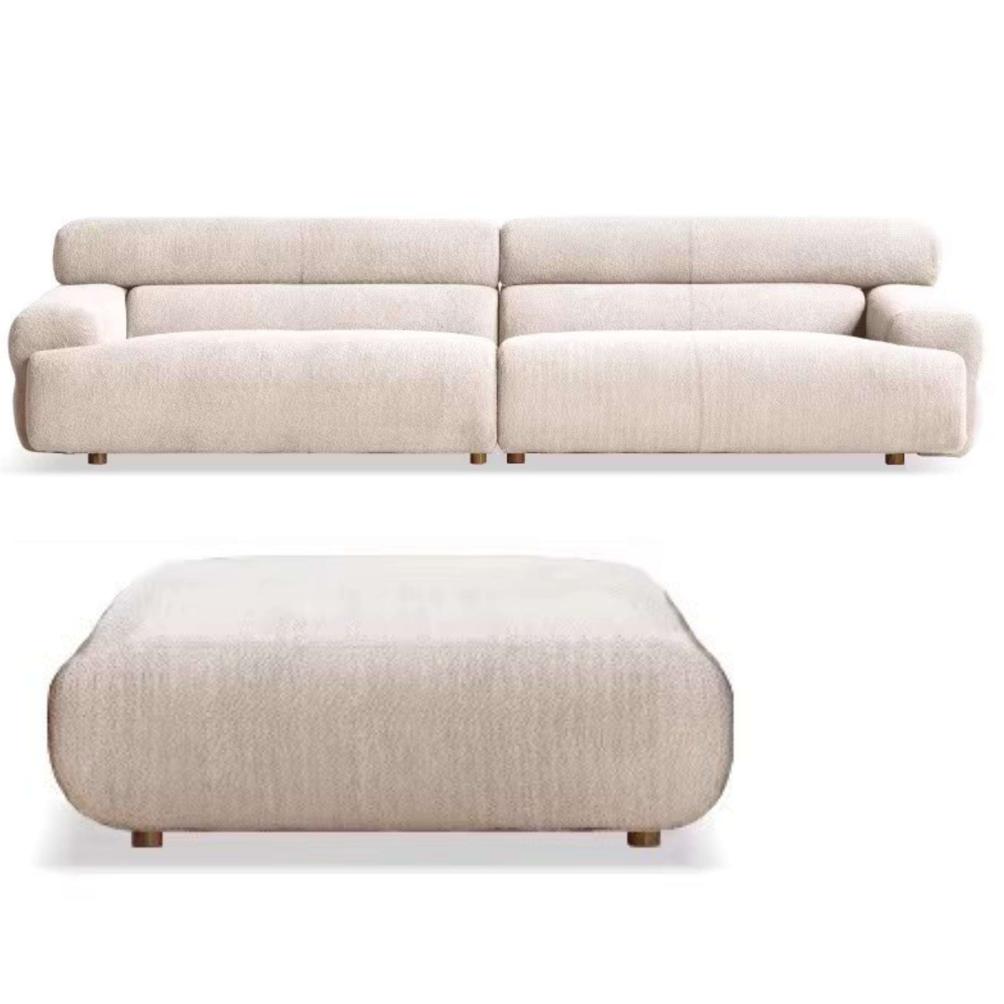 Velvet Three-seat Modular Fabric Sofa.