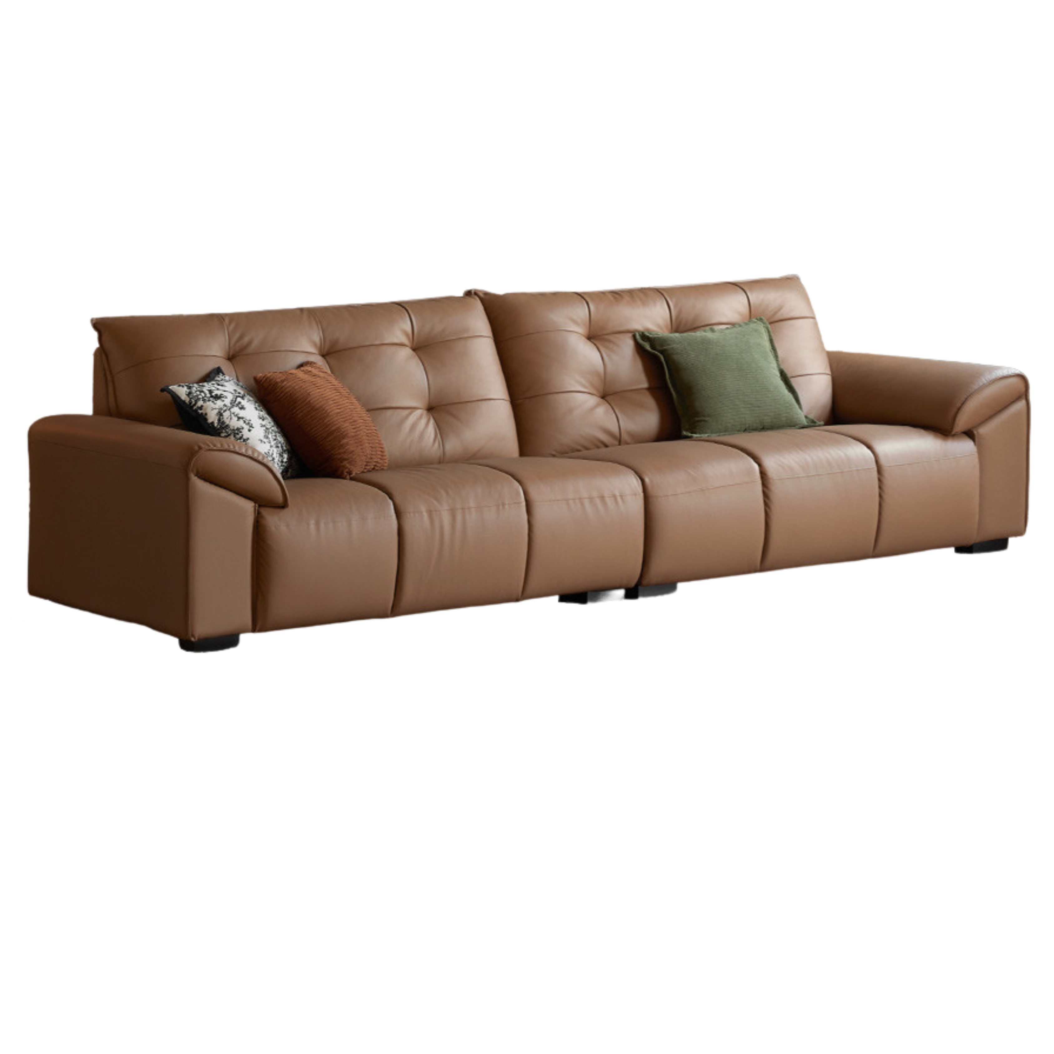 Genuine Leather Oversized Tufted Deep-Cushion Sofa