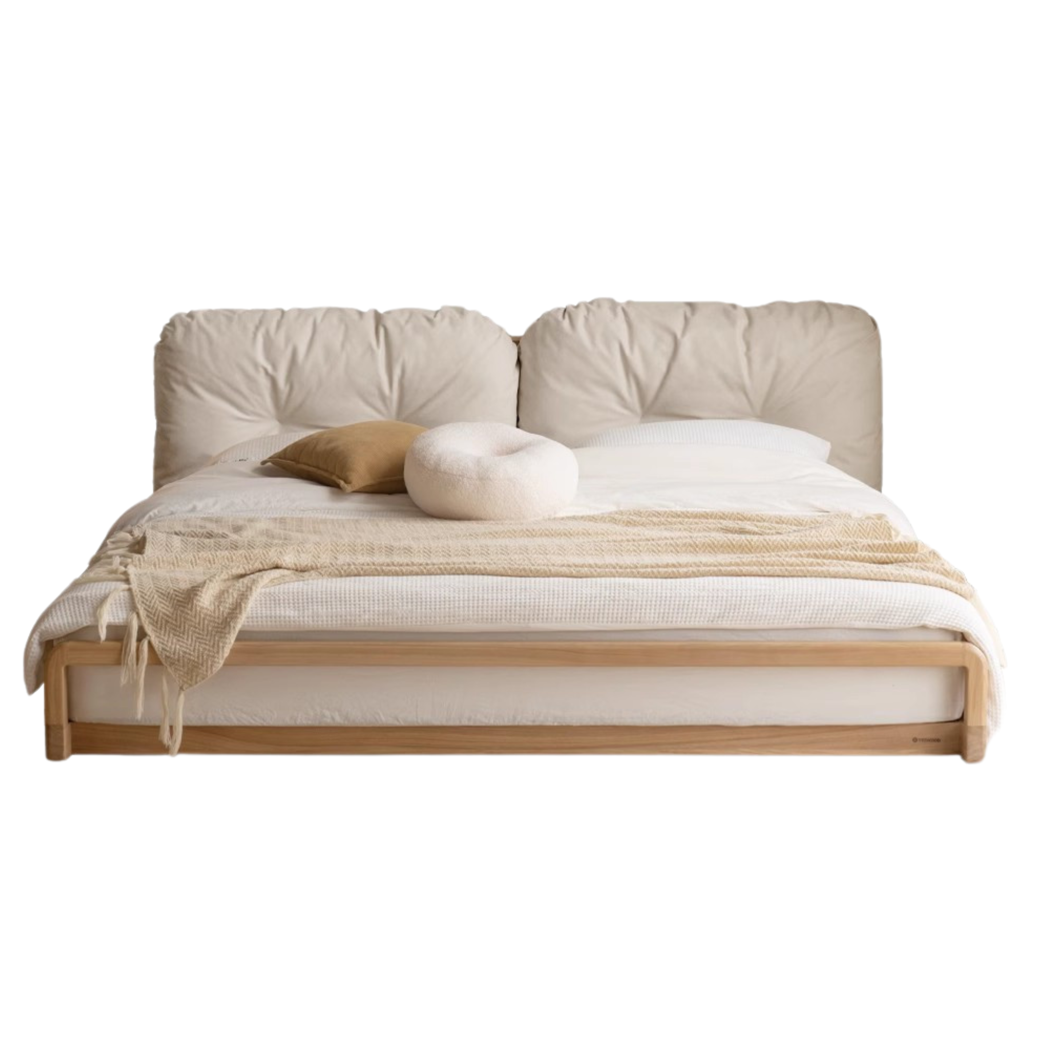 Ash Solid Wood Technology Cloth Floor Bed