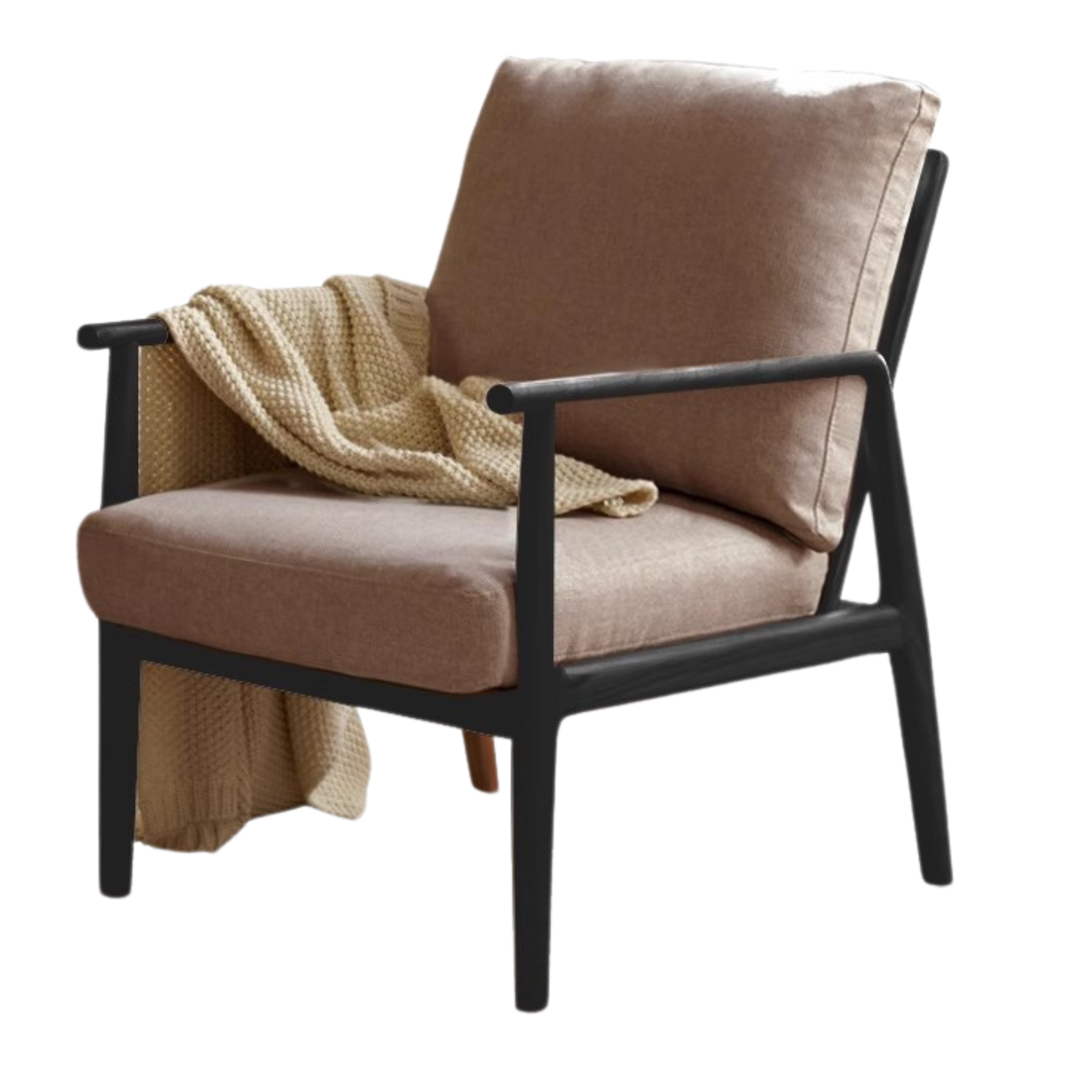 Black Walnut Solid Wood Leisure Armchair & Footstool )