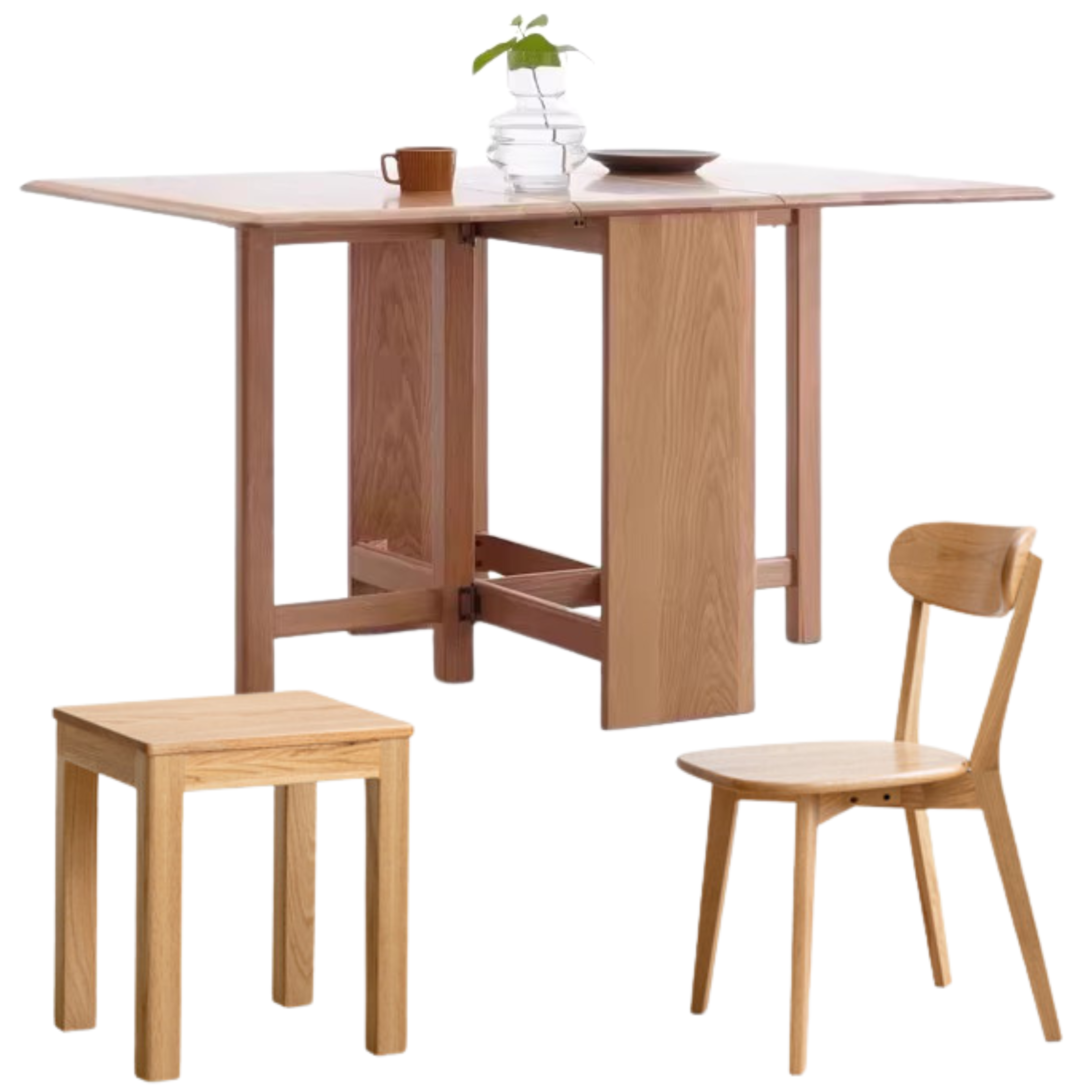 Oak Solid Wood Retractable Dining Table