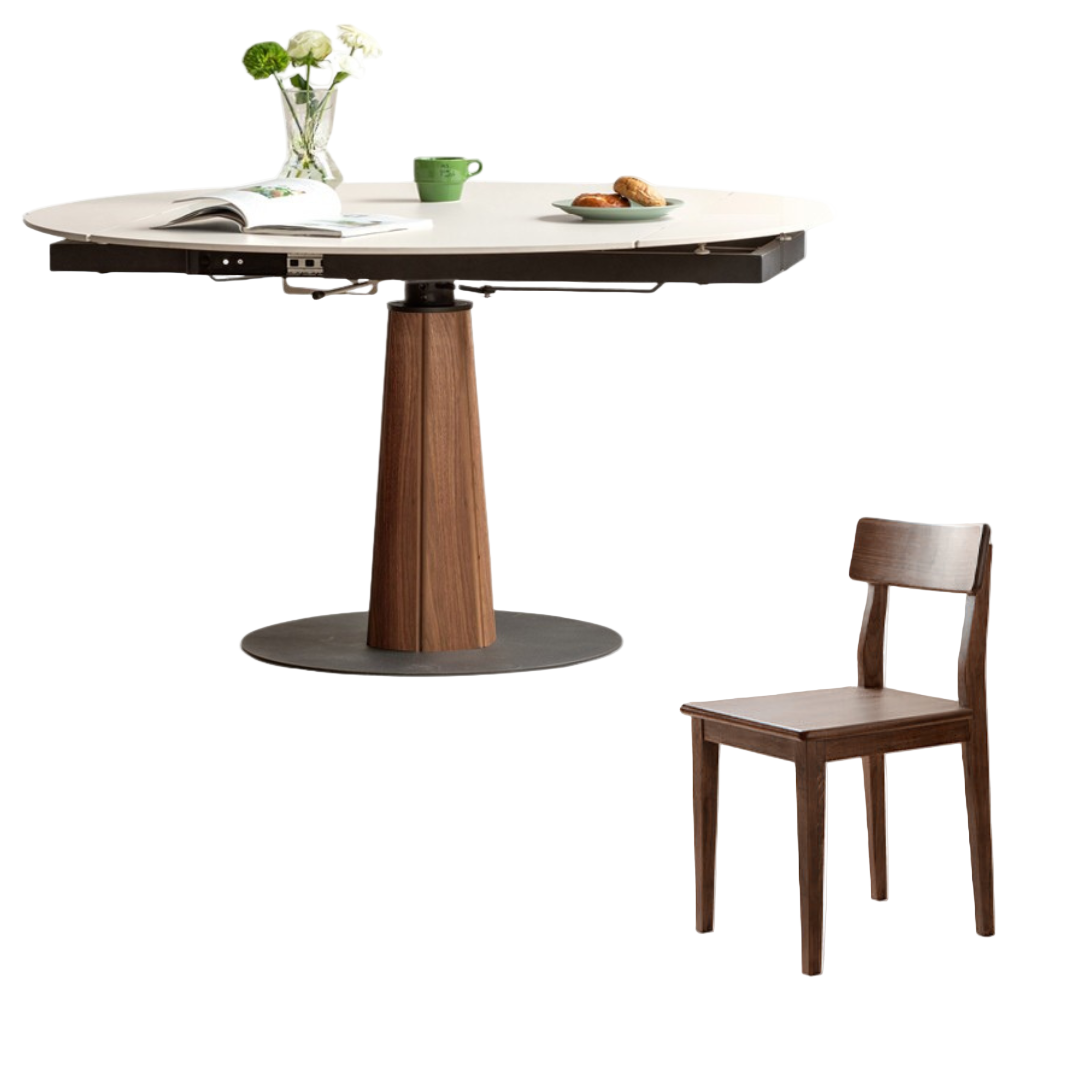 Cherry, Black Walnut, Ash Solid Wood Folding Retro Rock Plate Dining Table