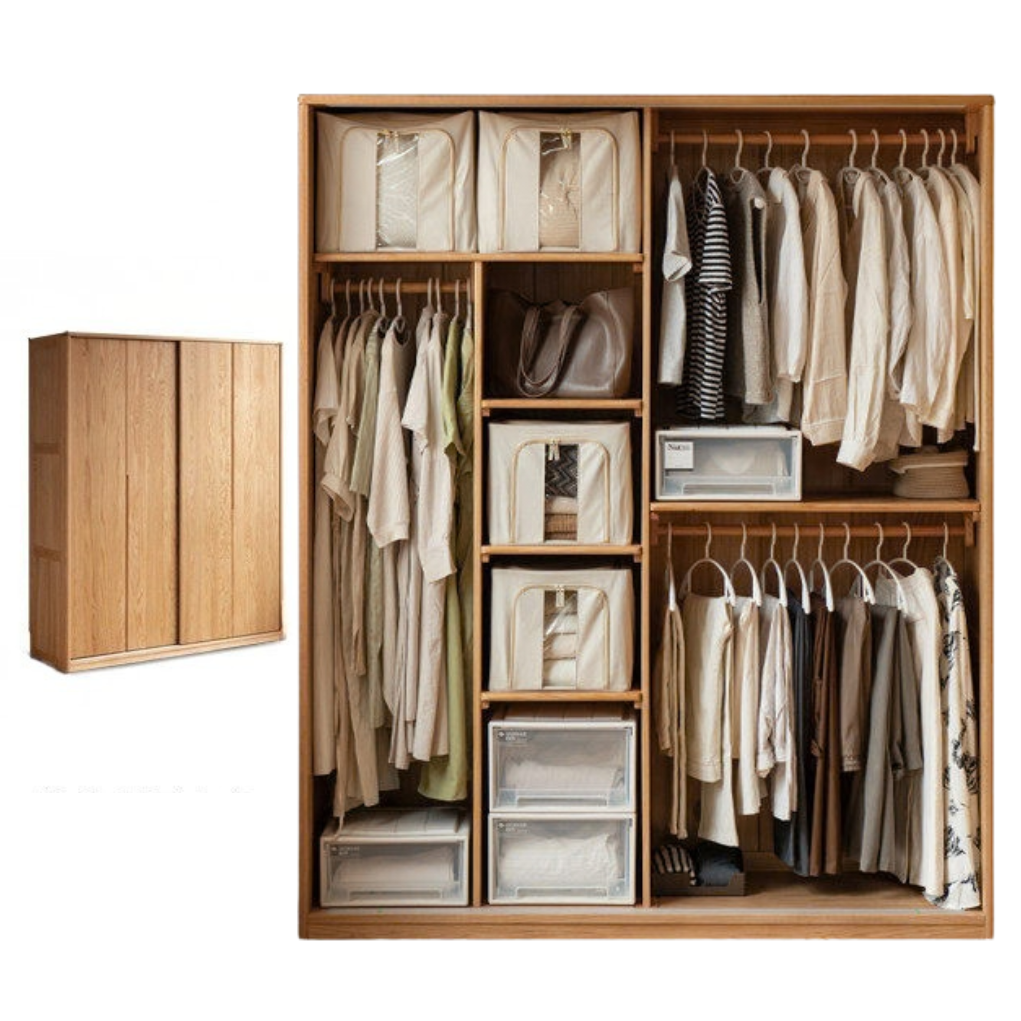 Oak Solid Wood Wardrobe Sliding Door.