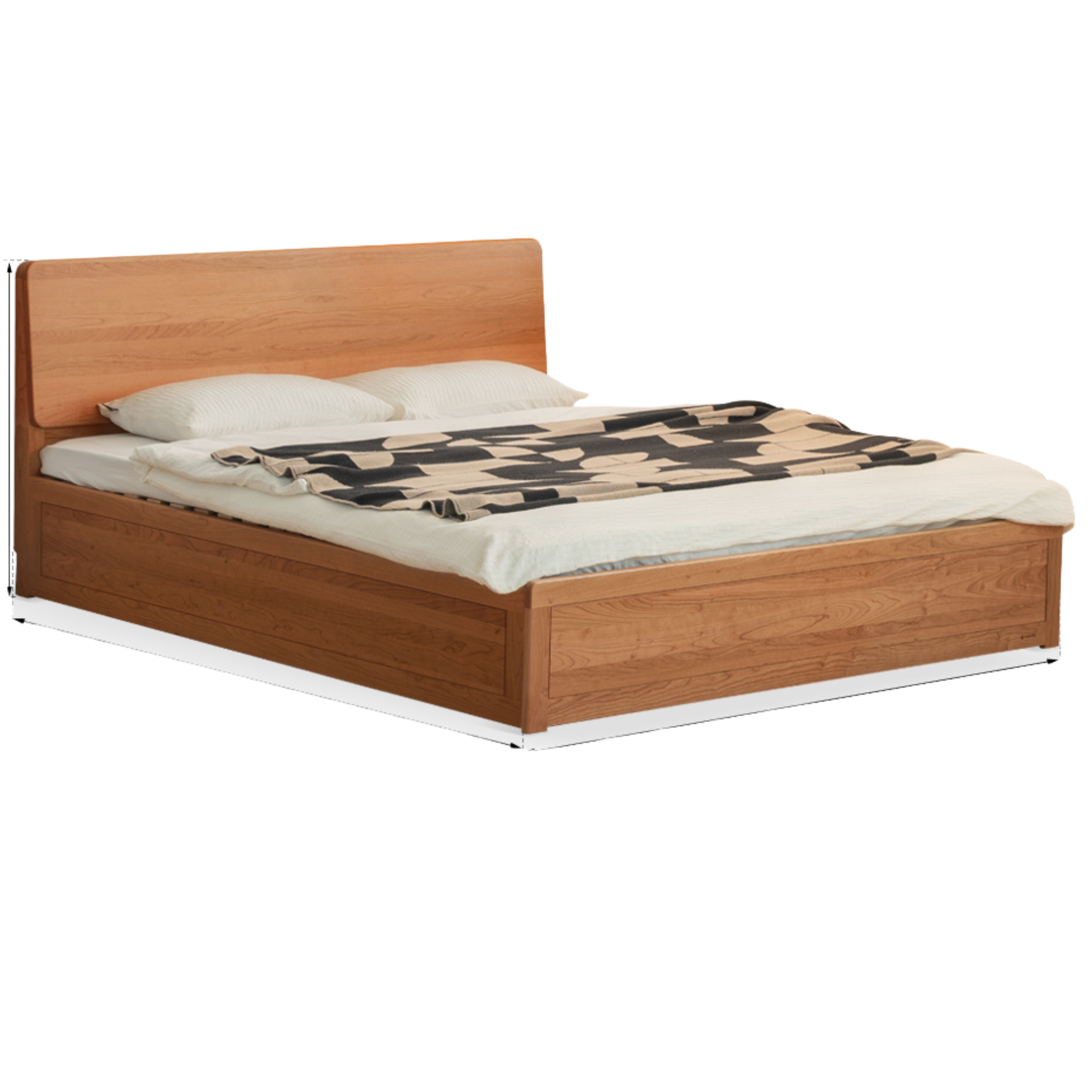 Cherry Solid Wood Box Storage Bed