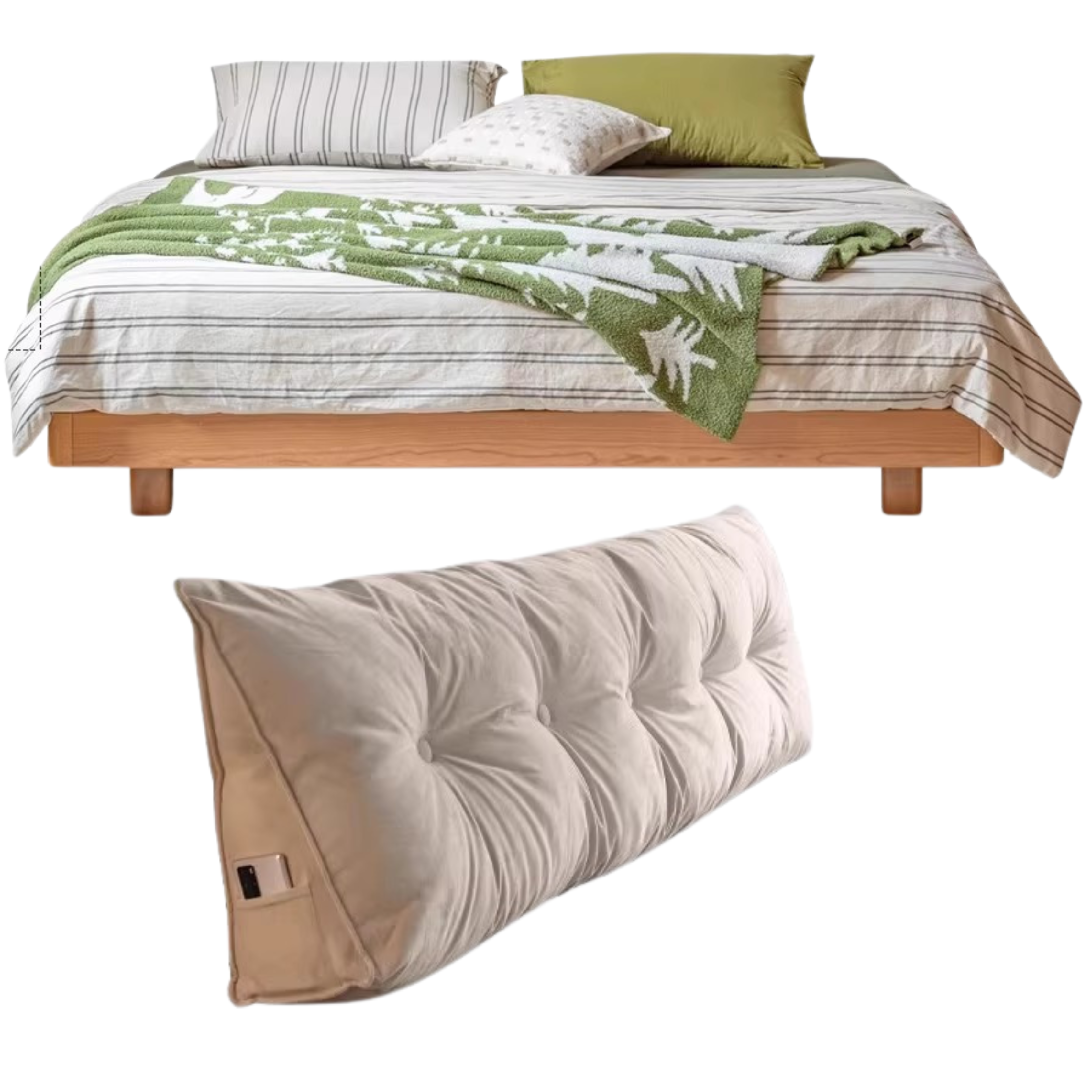 Cherry Solid Wood platform bed, headboard-free bed