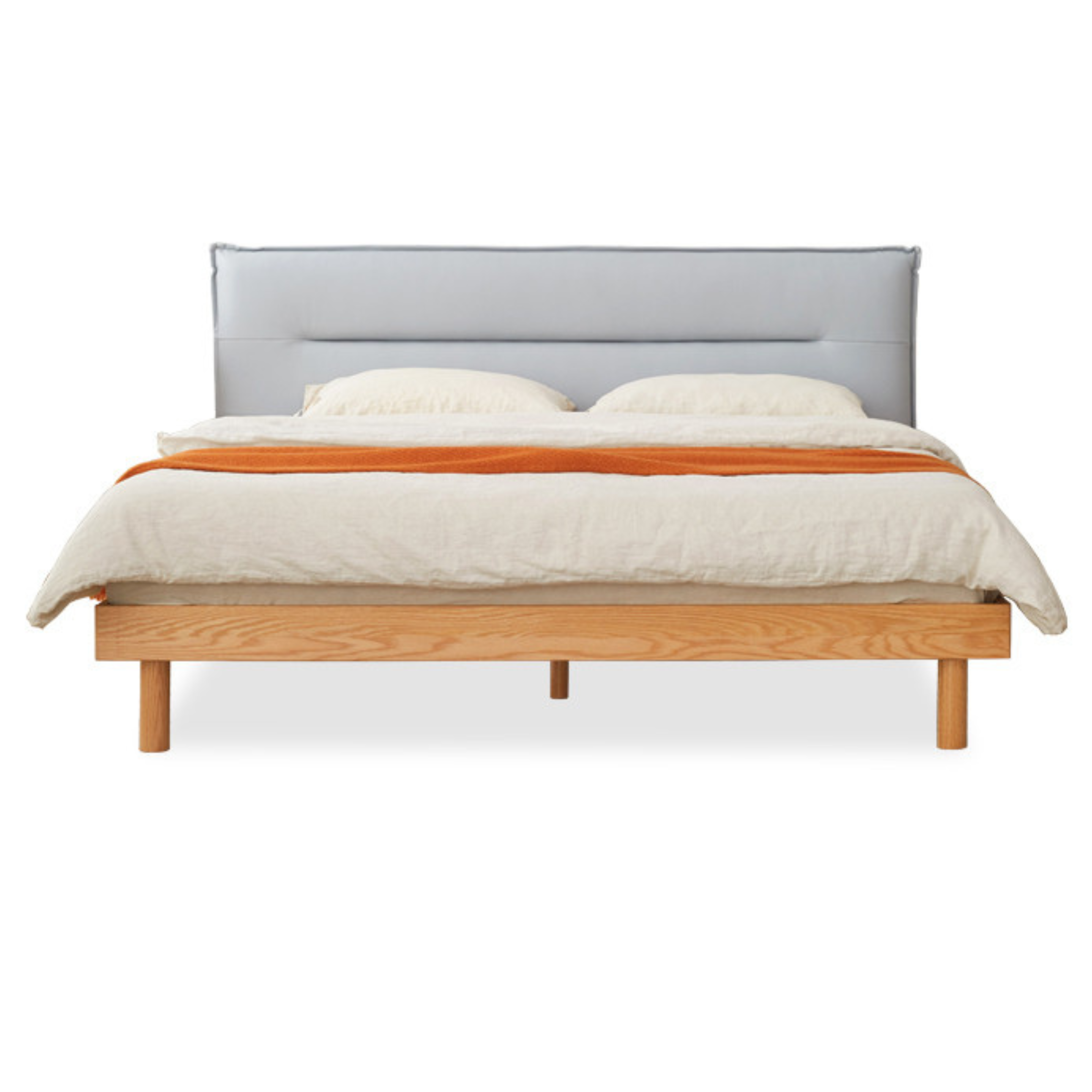 Oak Solid Wood Fabric Nordic Bed
