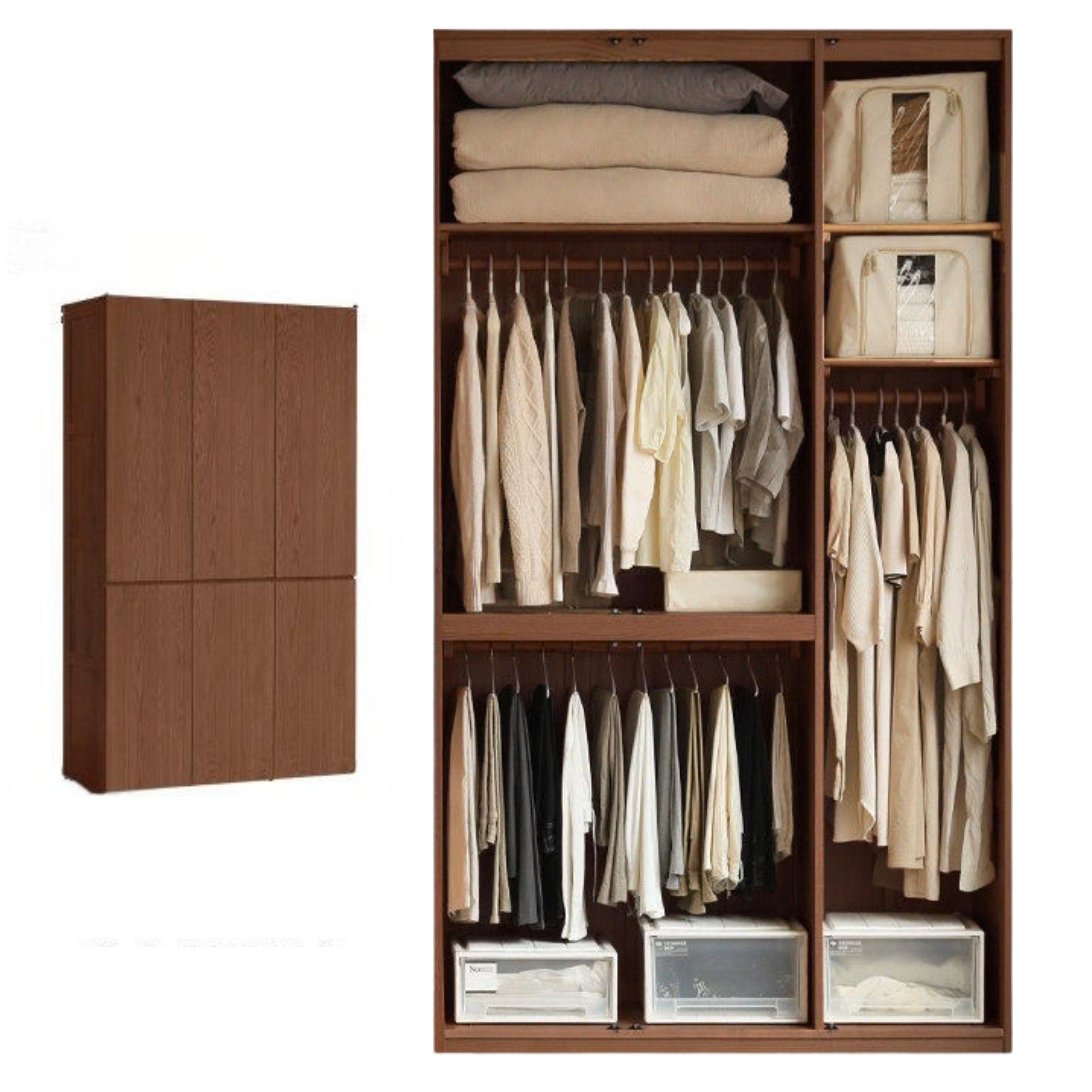 Oak Solid Wood Modern Sectional Wardrobe.