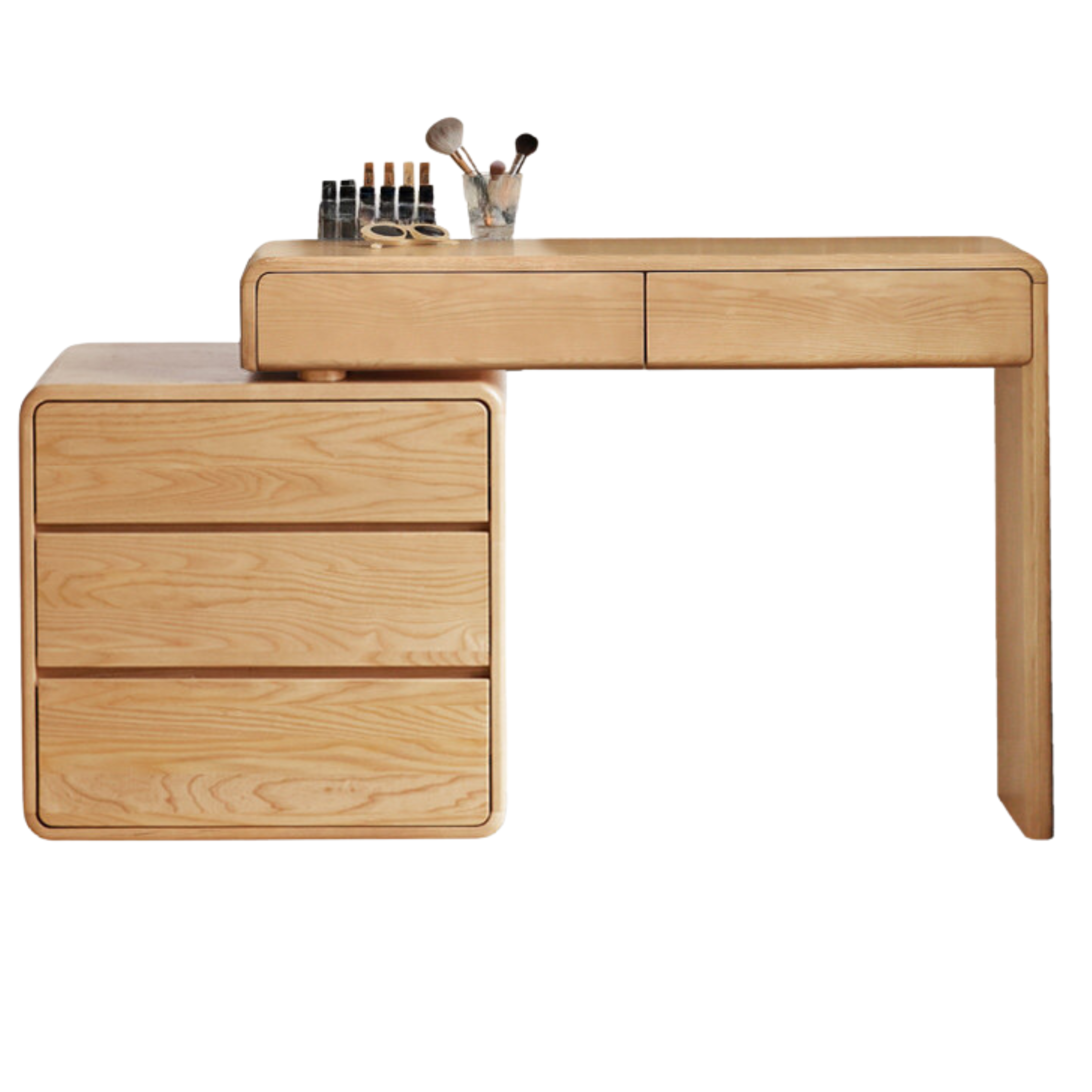 Ash Solid Wood Telescopic Dressing Table Integrated Storage.