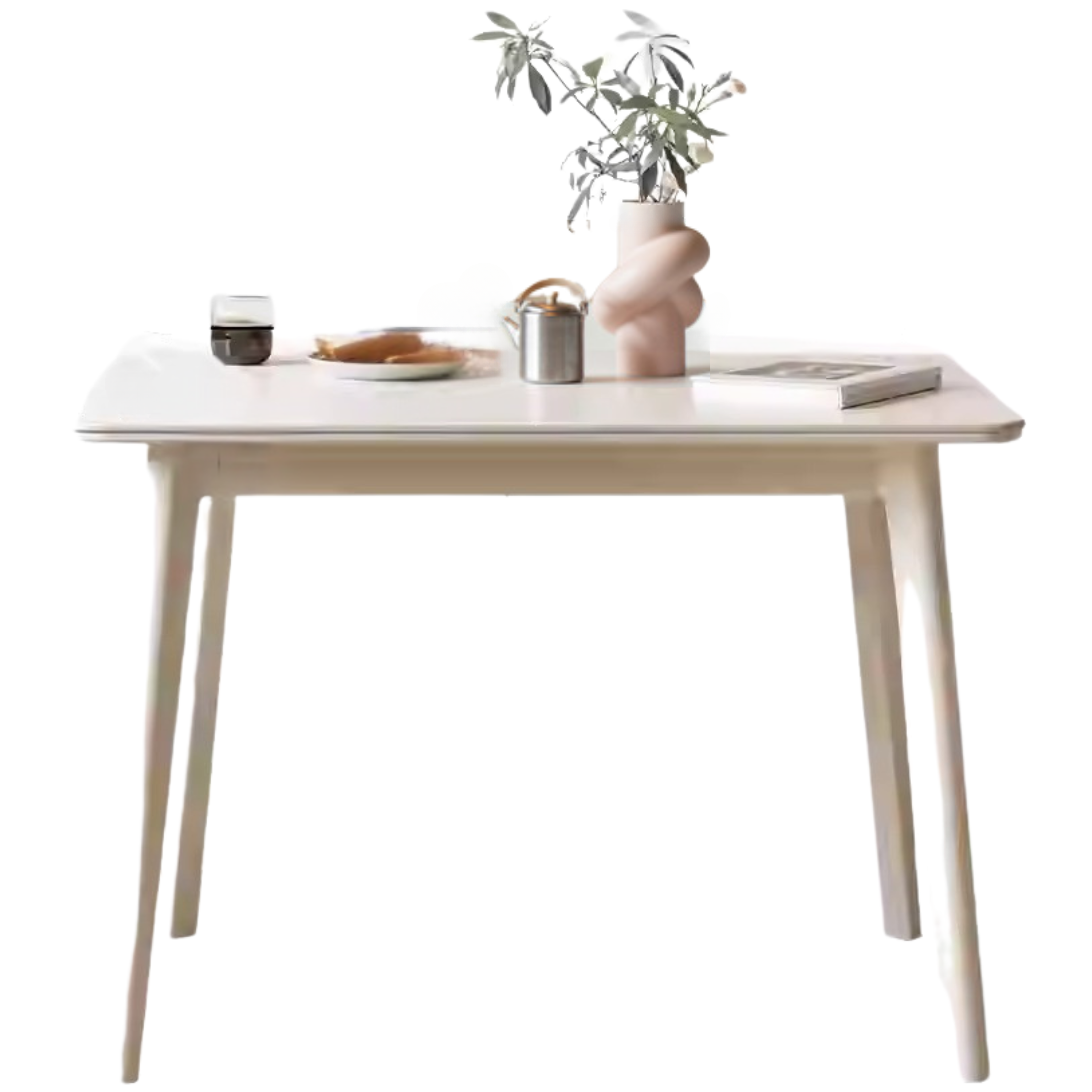 Solid Rubberwood Ectangular Rock Plate Dining Table